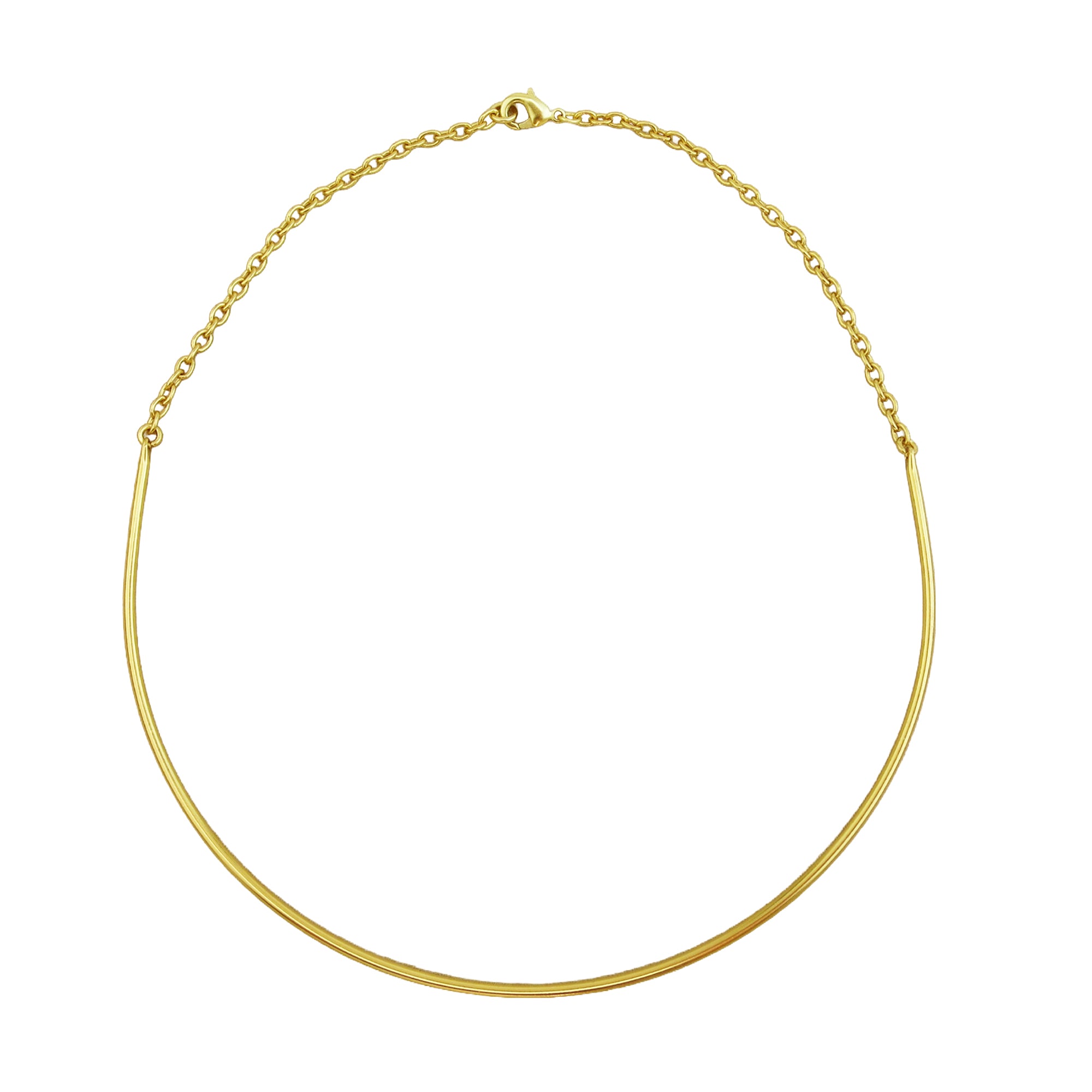 Gold Round Omega Wire Choker 24k Gold Plated Brass | Multiple Length Options | Gauge 15 AWG 1.5 mm | Handcrafted Necklace