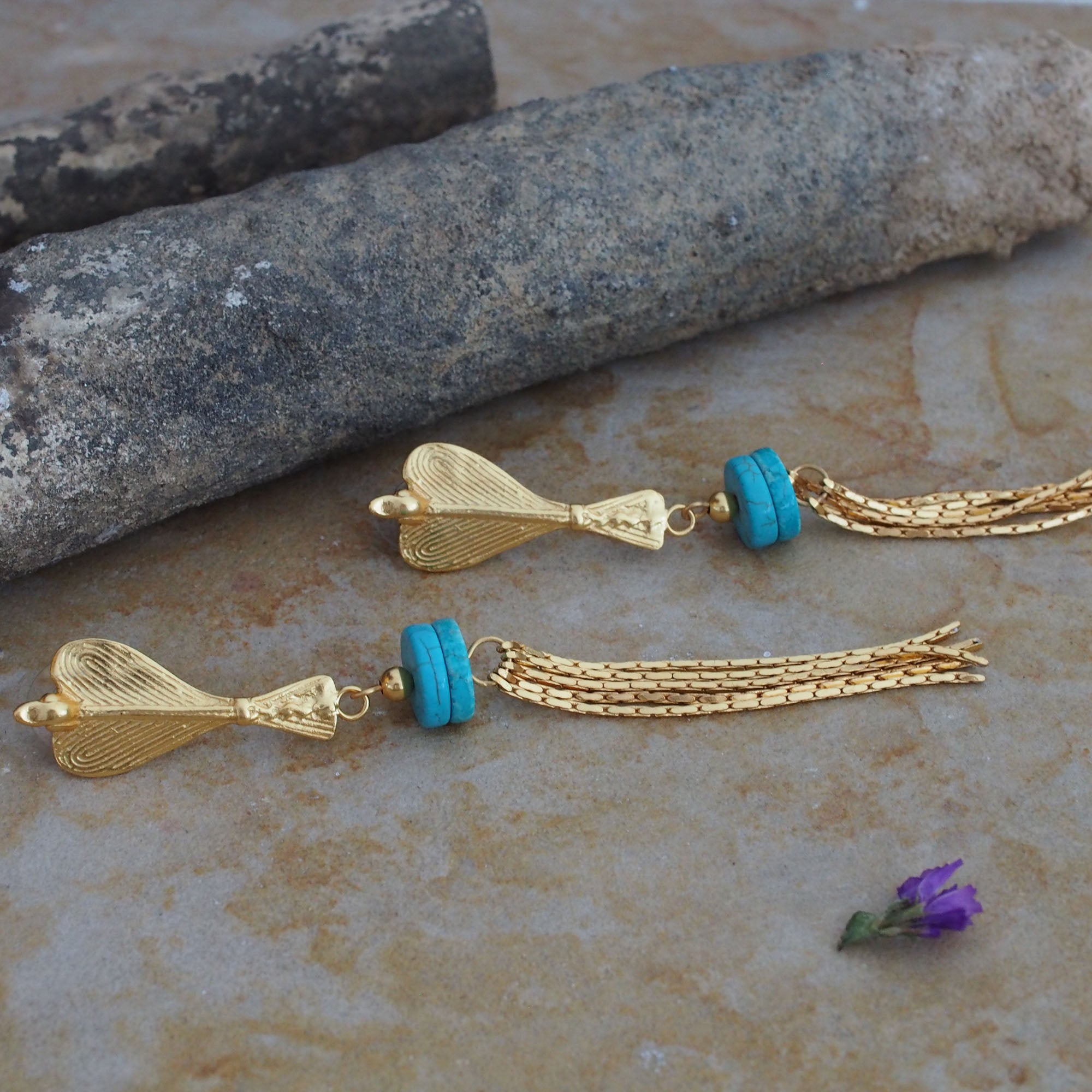 Muisca Condor and Blue Ceramics Earrings