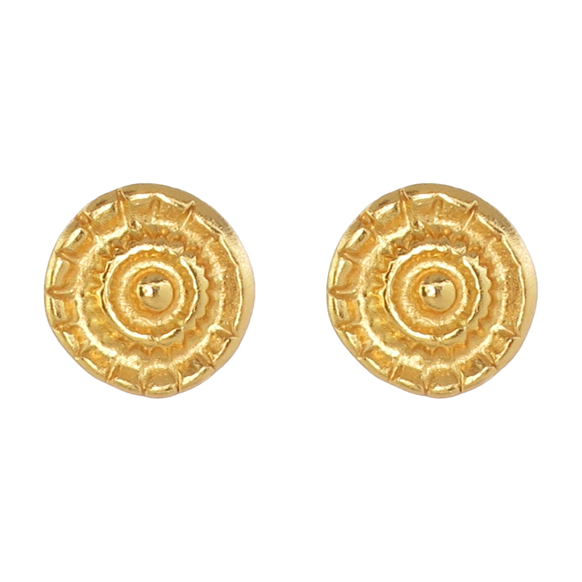 Embossed Round Button Earrings