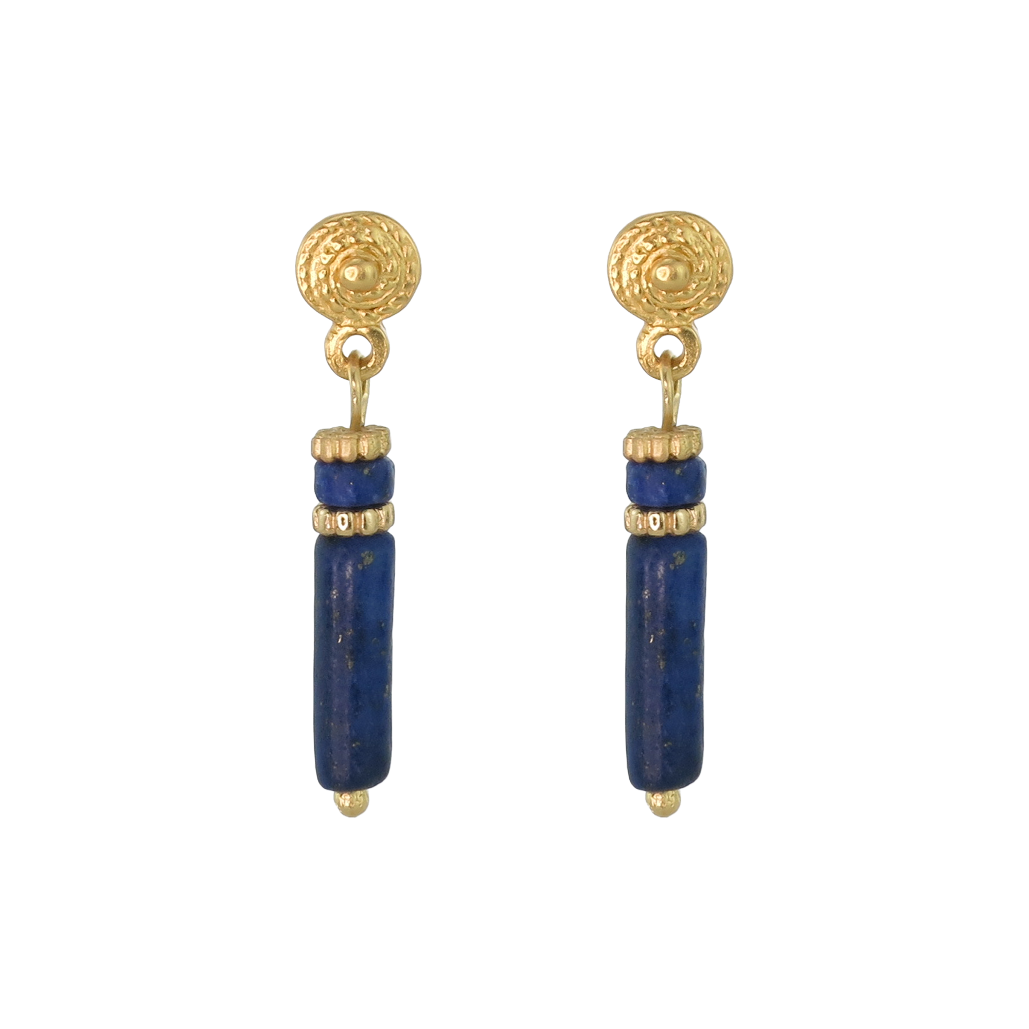 Egyptian-Inspired Lapis Lazuli Gold Plated Earrings