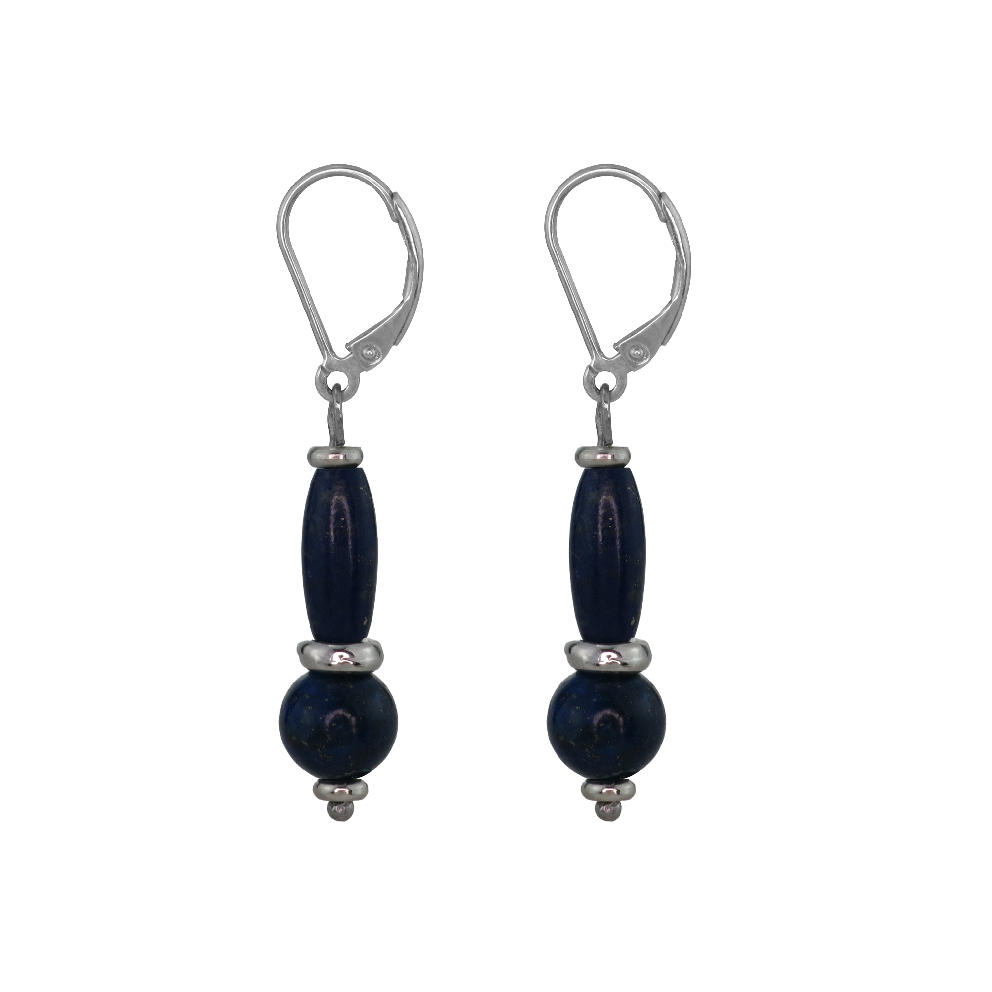 Egyptian-Inspired Lapis Lazuli Rhodium Plated Earrings