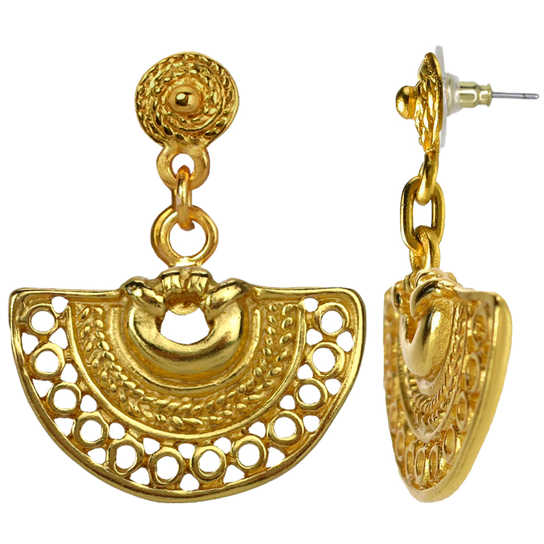 Decorated Fan Dangle Earrings