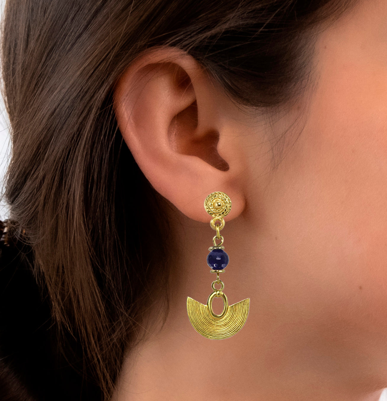 Striped Crescent 1.7" Dangle Earrings