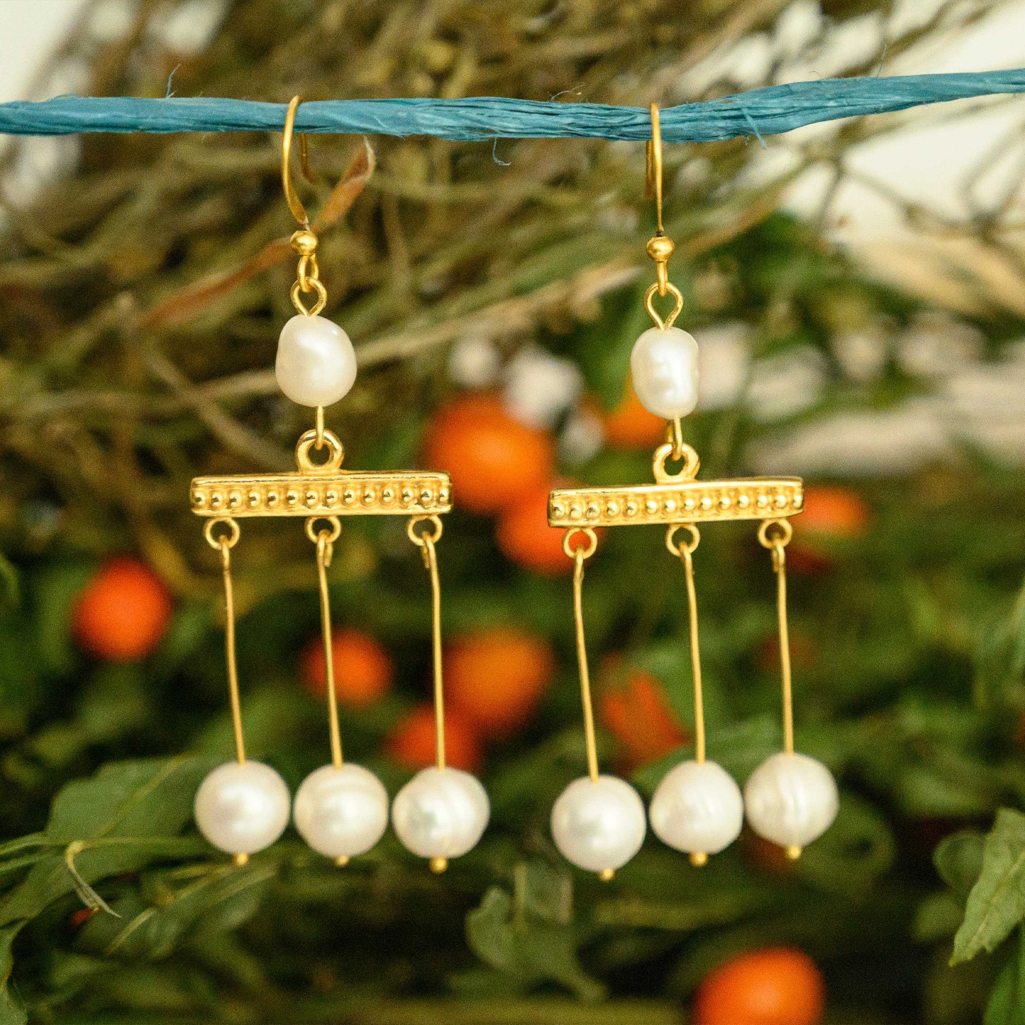 Minimalist Crotalia Pearl Earrings