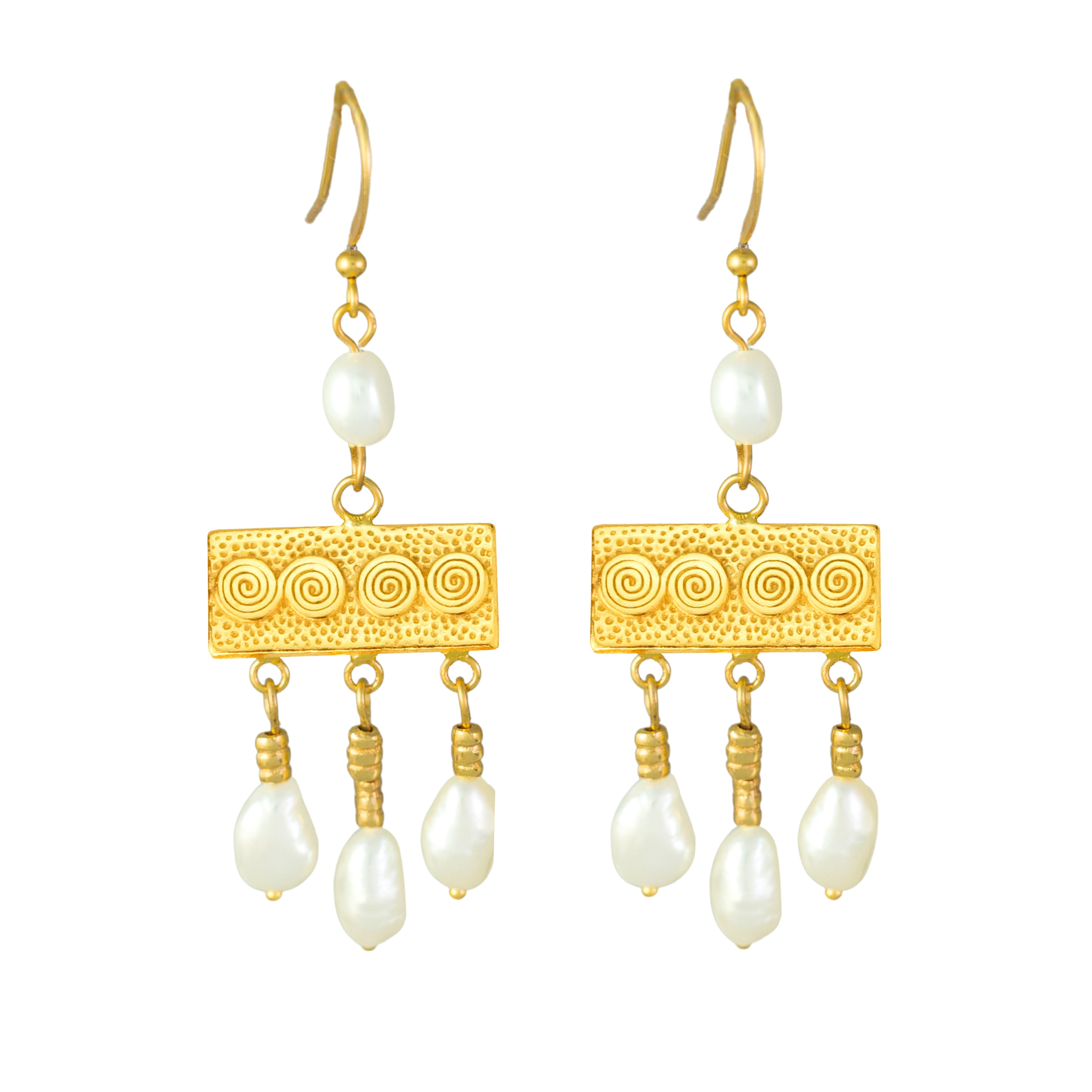 Roman Egypt Crotalia 24k GP Dangle Earrings