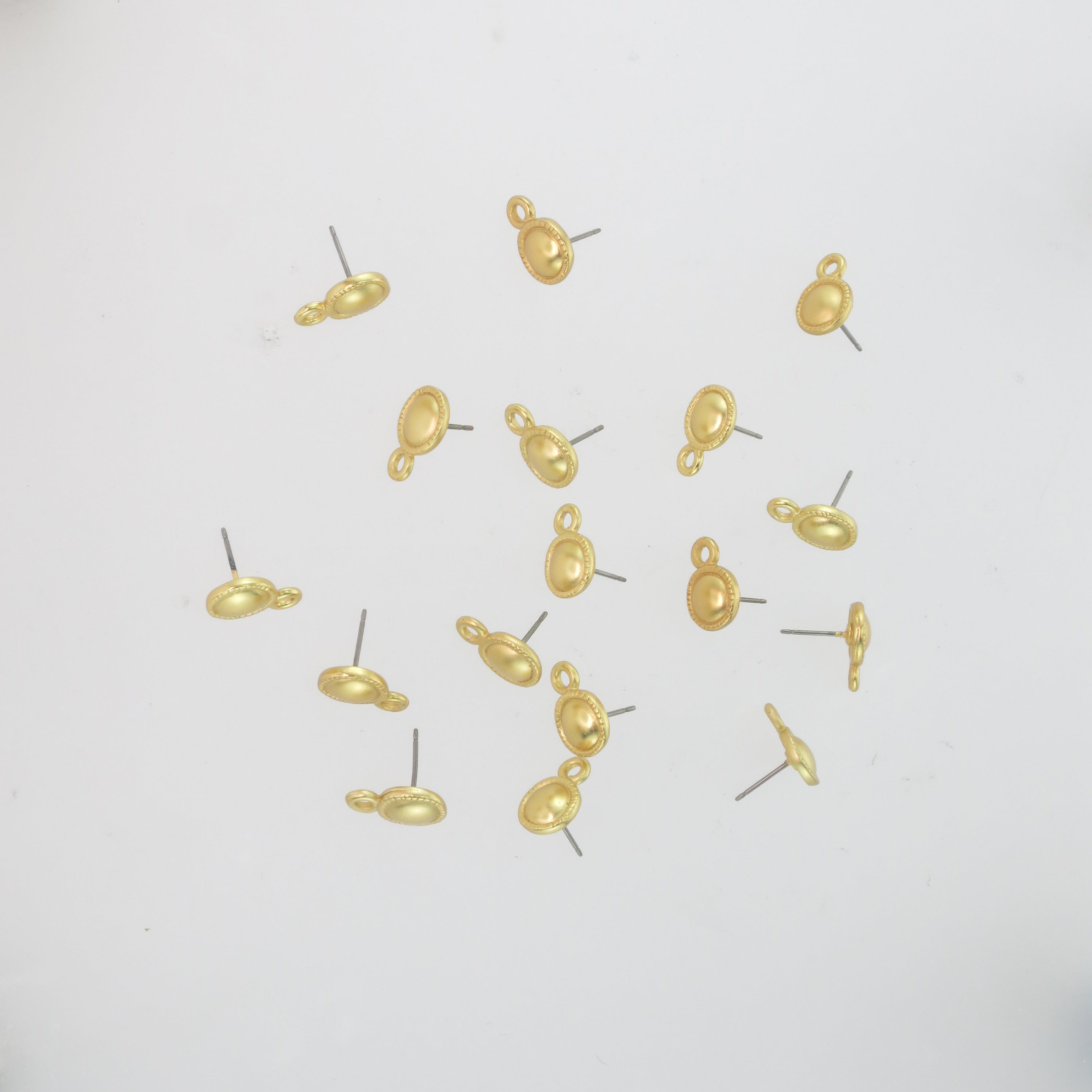 20pcs 24k Gold Plated 9.5 mm Bold Ear Post with Open Ring and Titanium Pin
