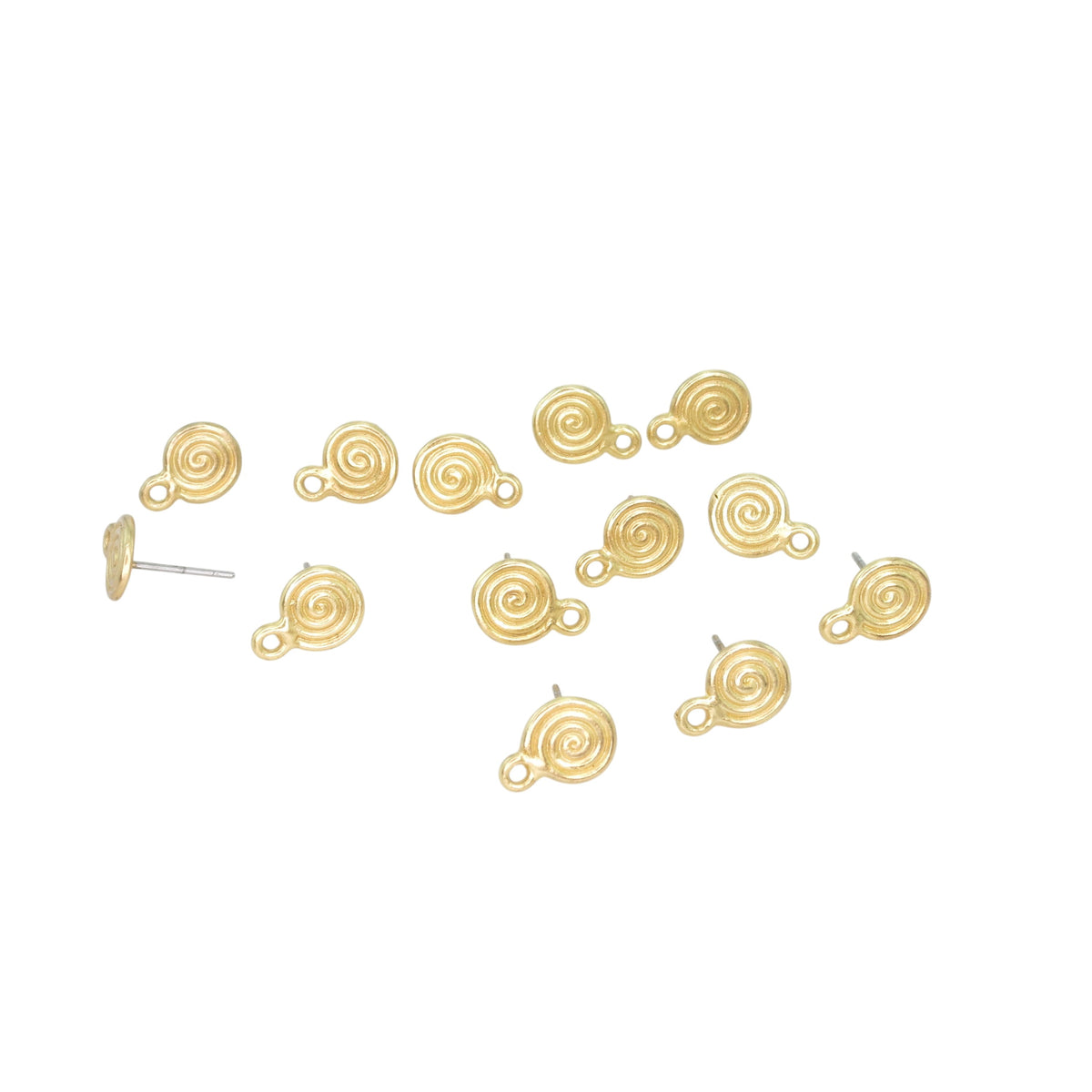 20pcs 24k Gold Plated 9.5 mm Round Ear Post with Open Ring and Titanium Pin