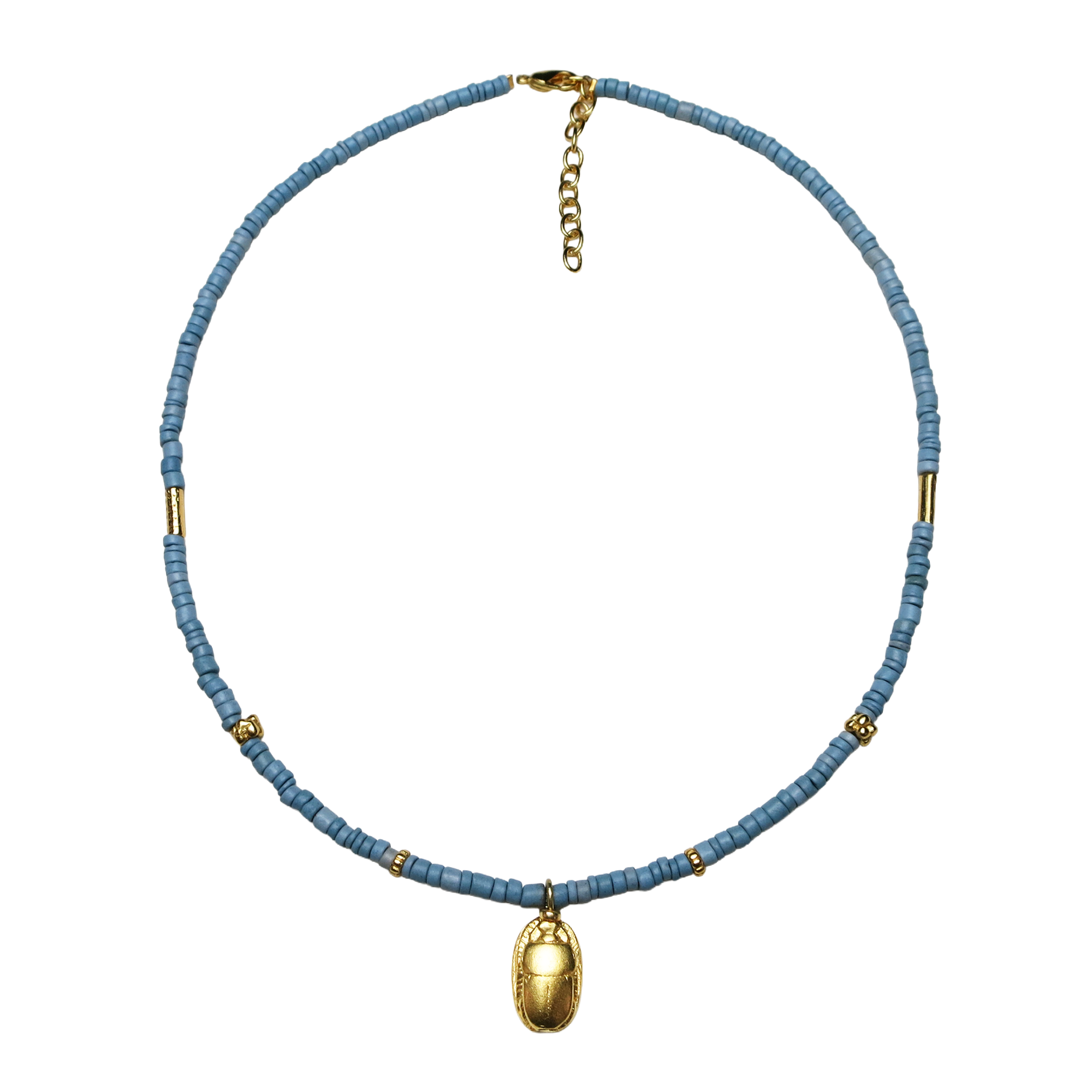 Egyptian Scarab Ceramic Necklace