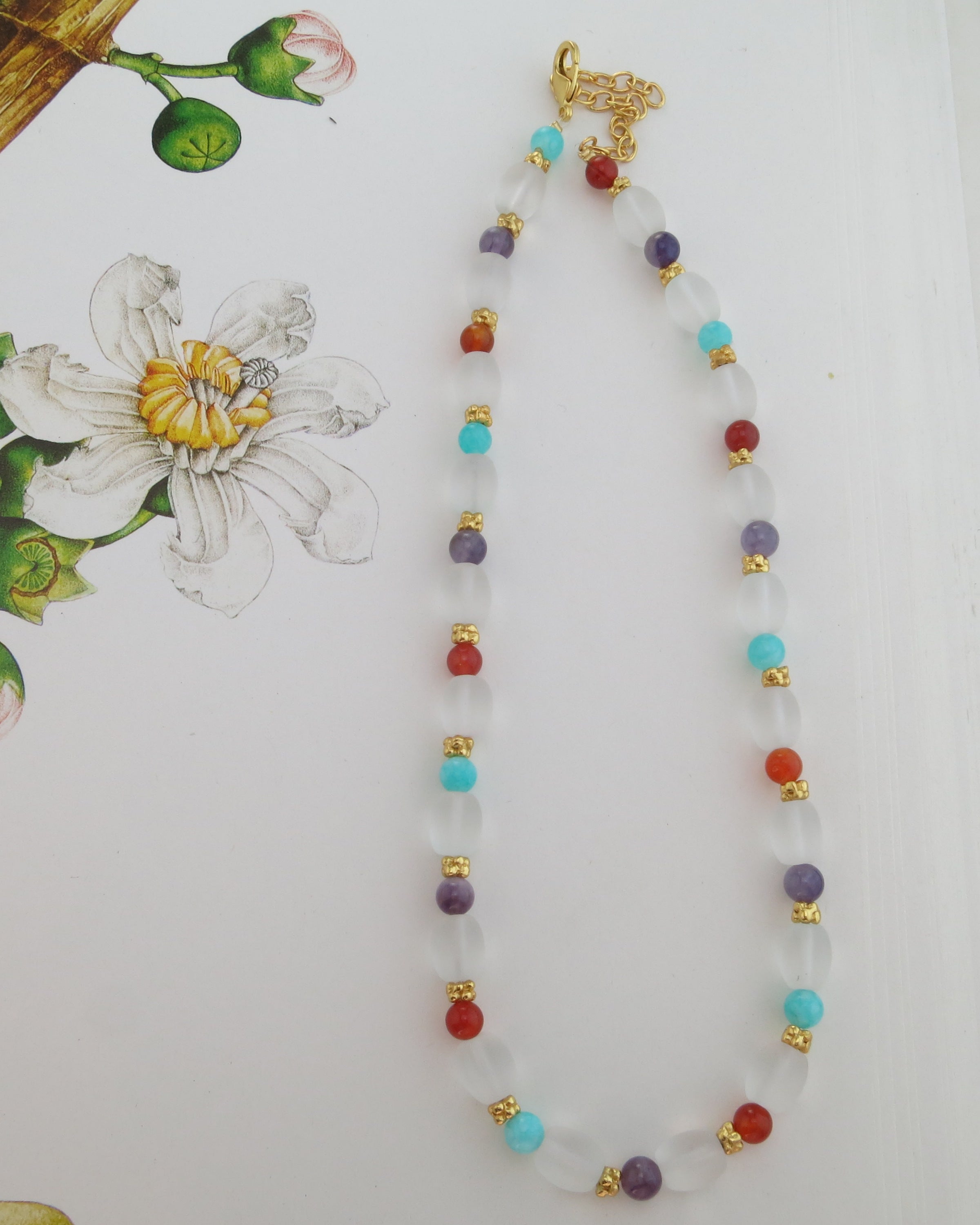 Egyptian-Inspired semi-precious stones Gold Plated Necklace