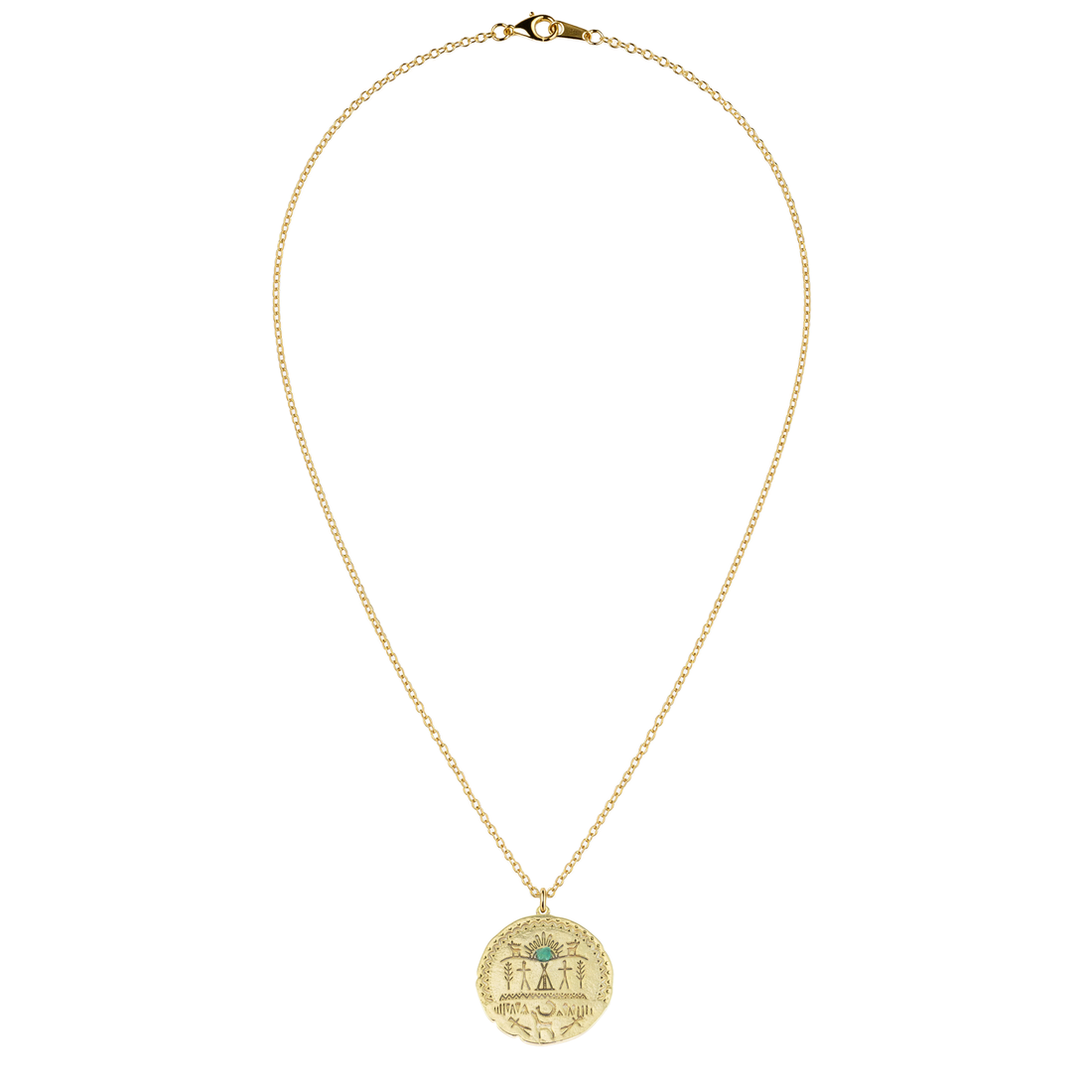 Egyptian Medallion Natural Emerald 24k Gold Plated Necklace