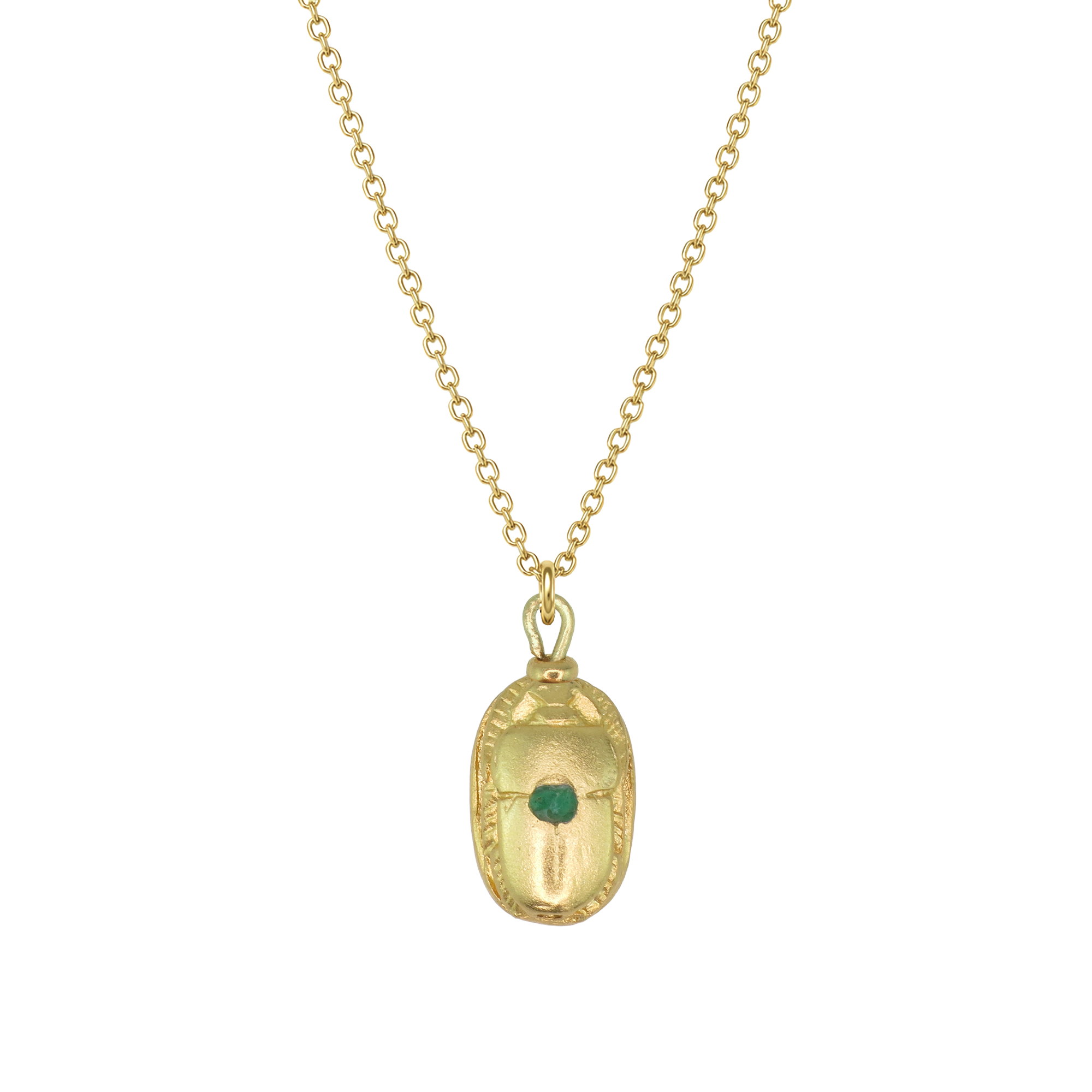 Egyptian Natural Emerald Scarab Necklace
