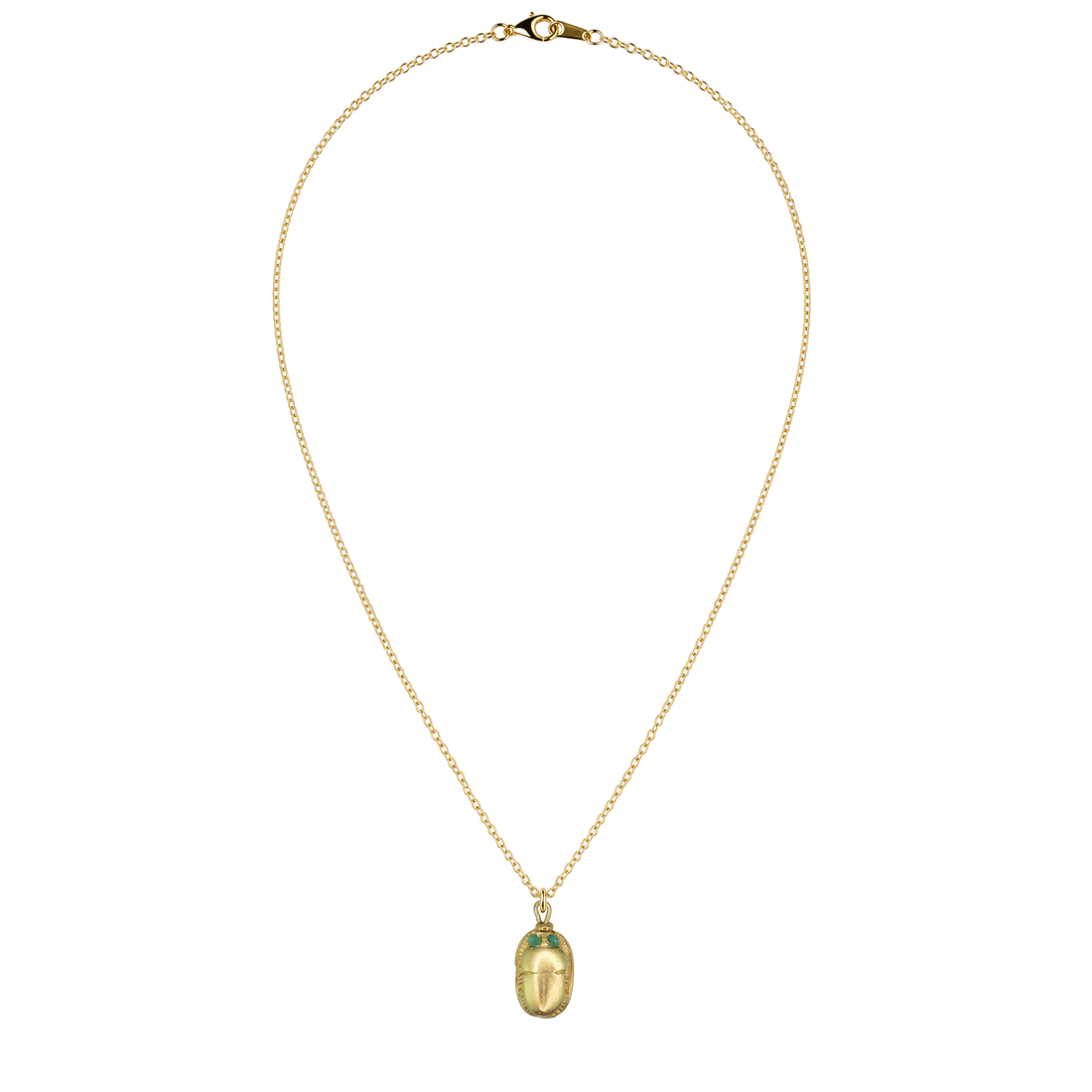 Egyptian Natural Emerald-Eyed Scarab Necklace
