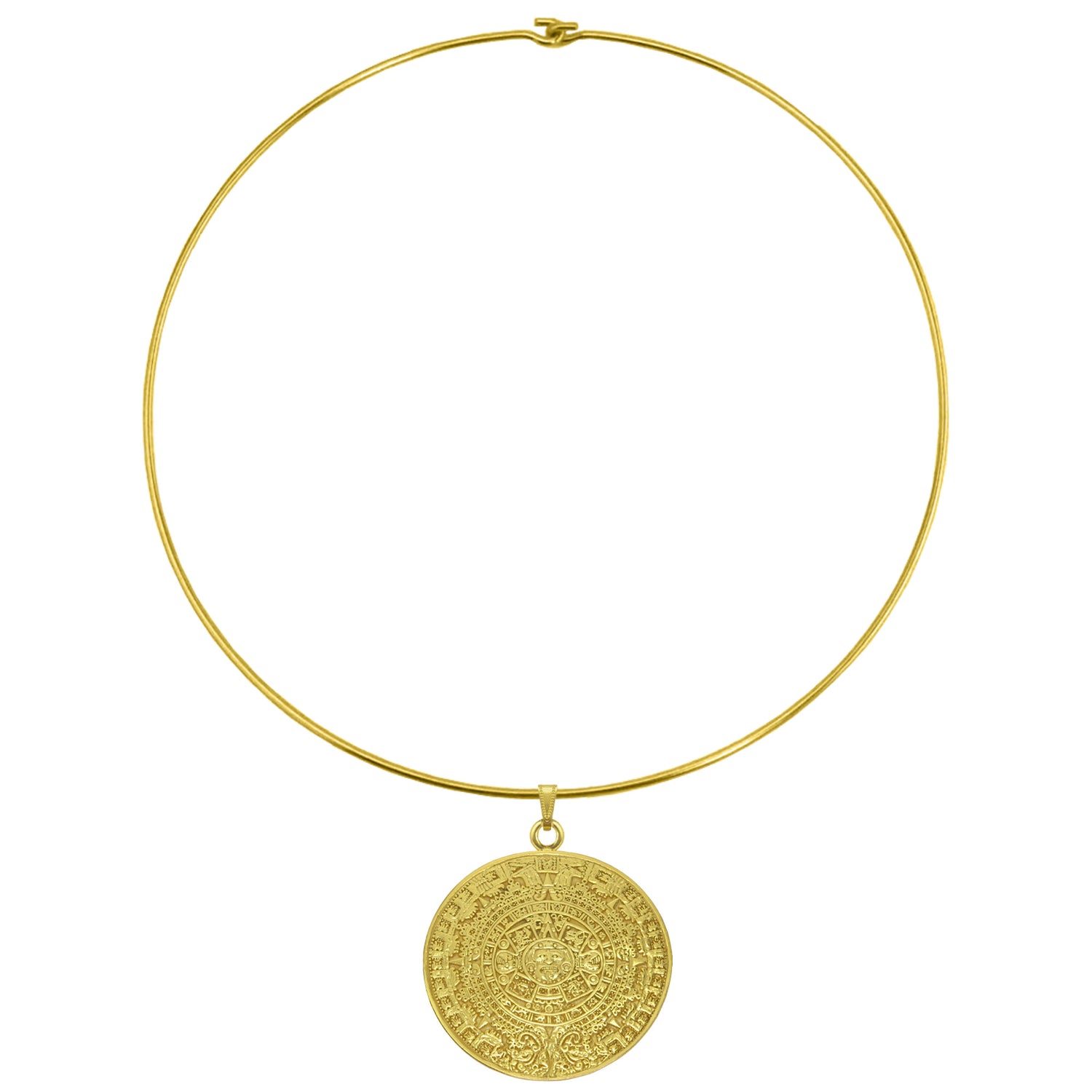 2" Aztec Solar Calendar Omega Choker Necklace