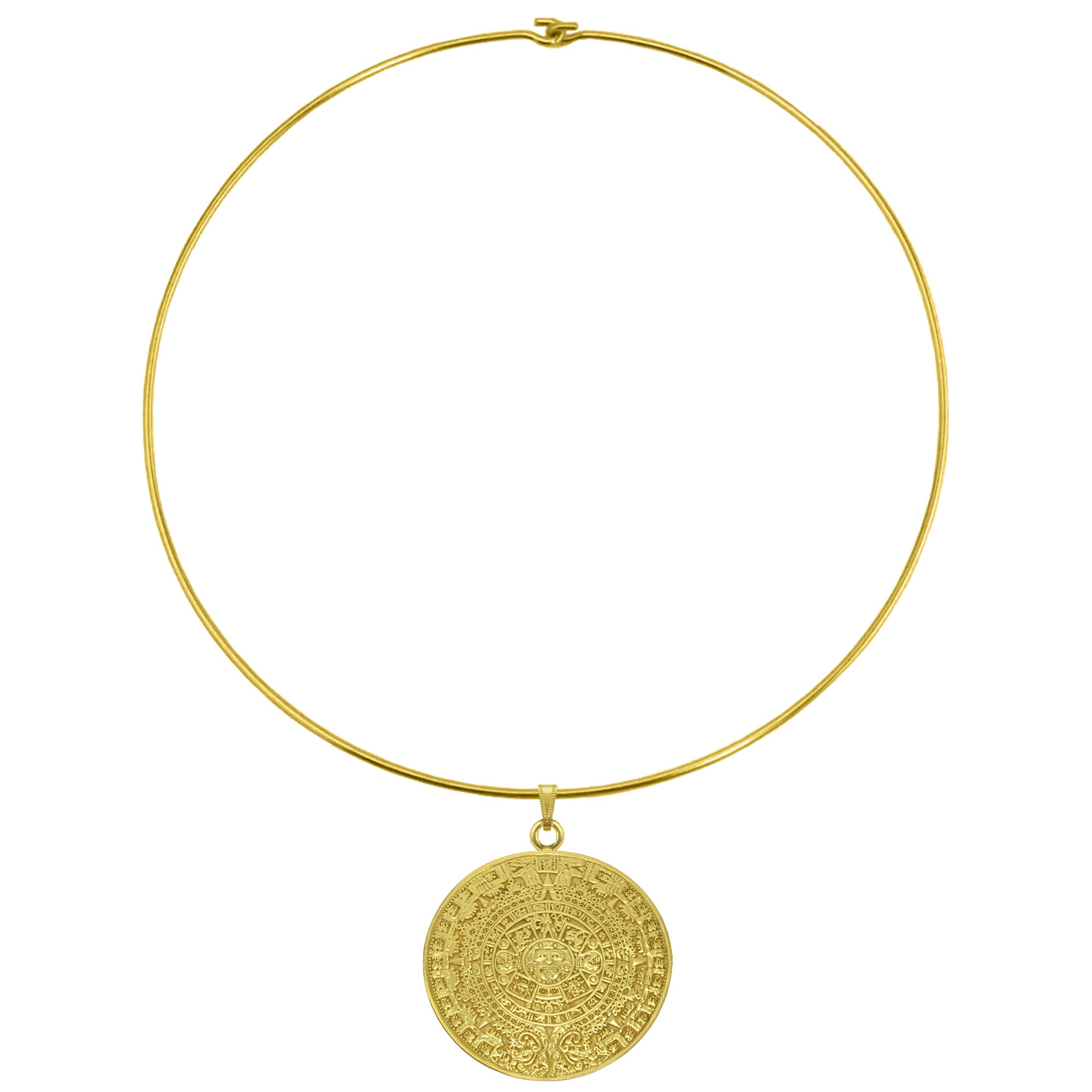 2" Aztec Solar Calendar Omega Choker Necklace