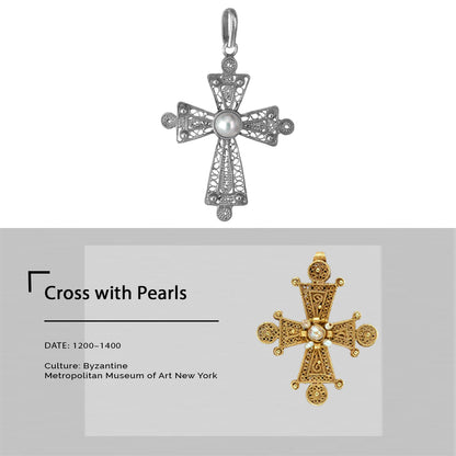 Filigree .950 Silver Byzantine Cross Necklace