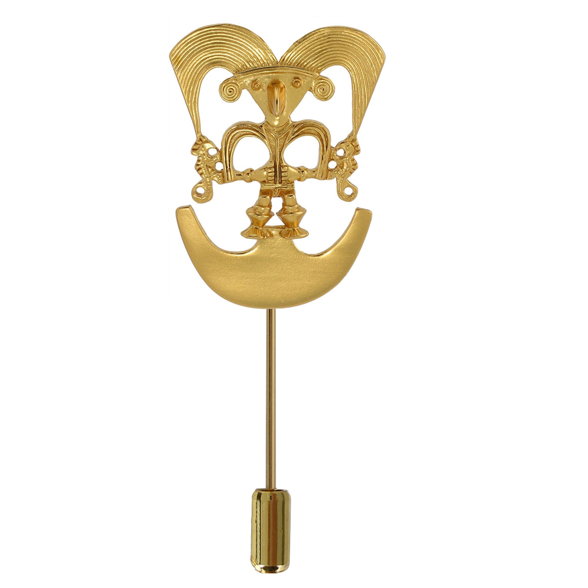 Bird on a Half Moon Stick Lapel Pin