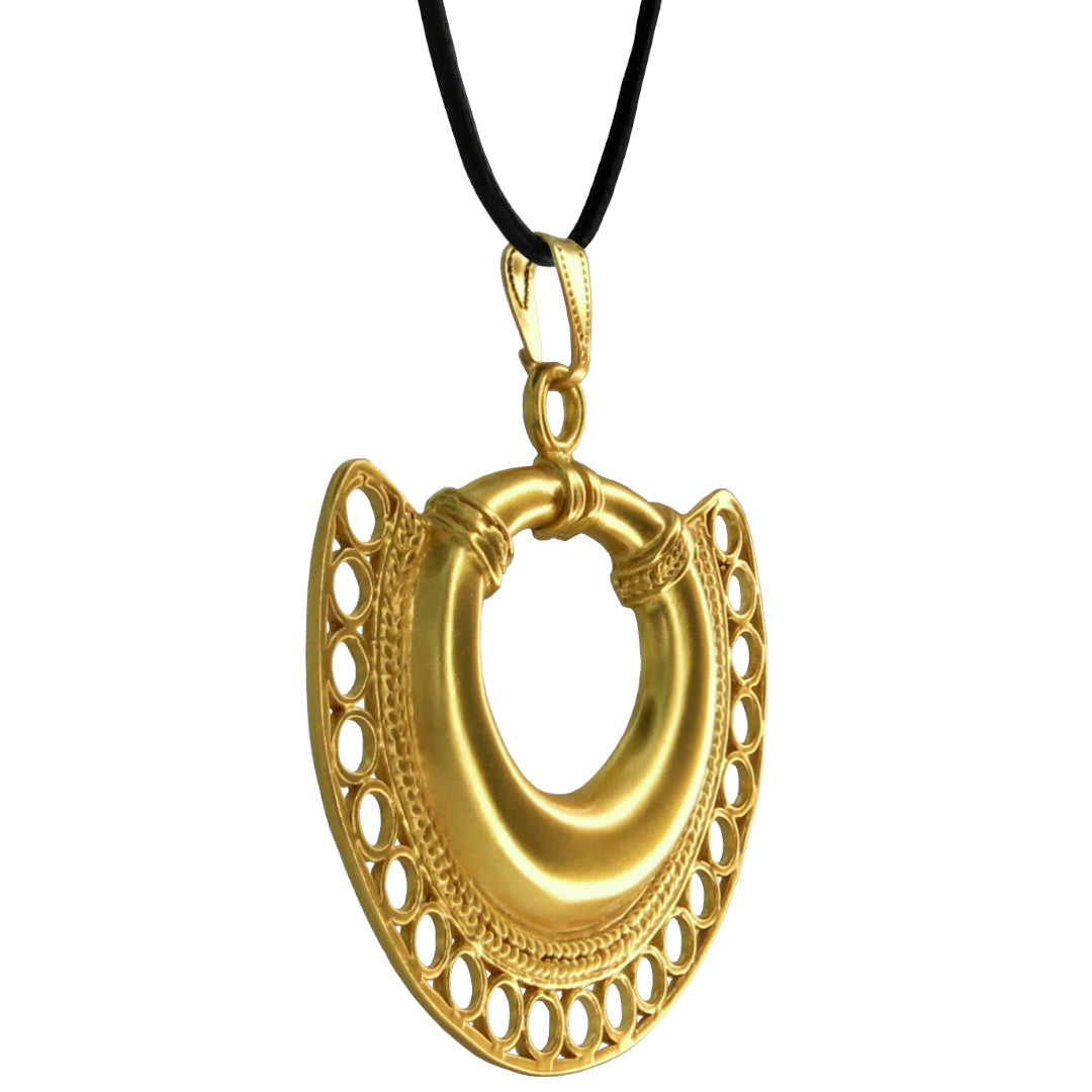 Tairona Crescent 24k GP 1.5" Pendant Necklace