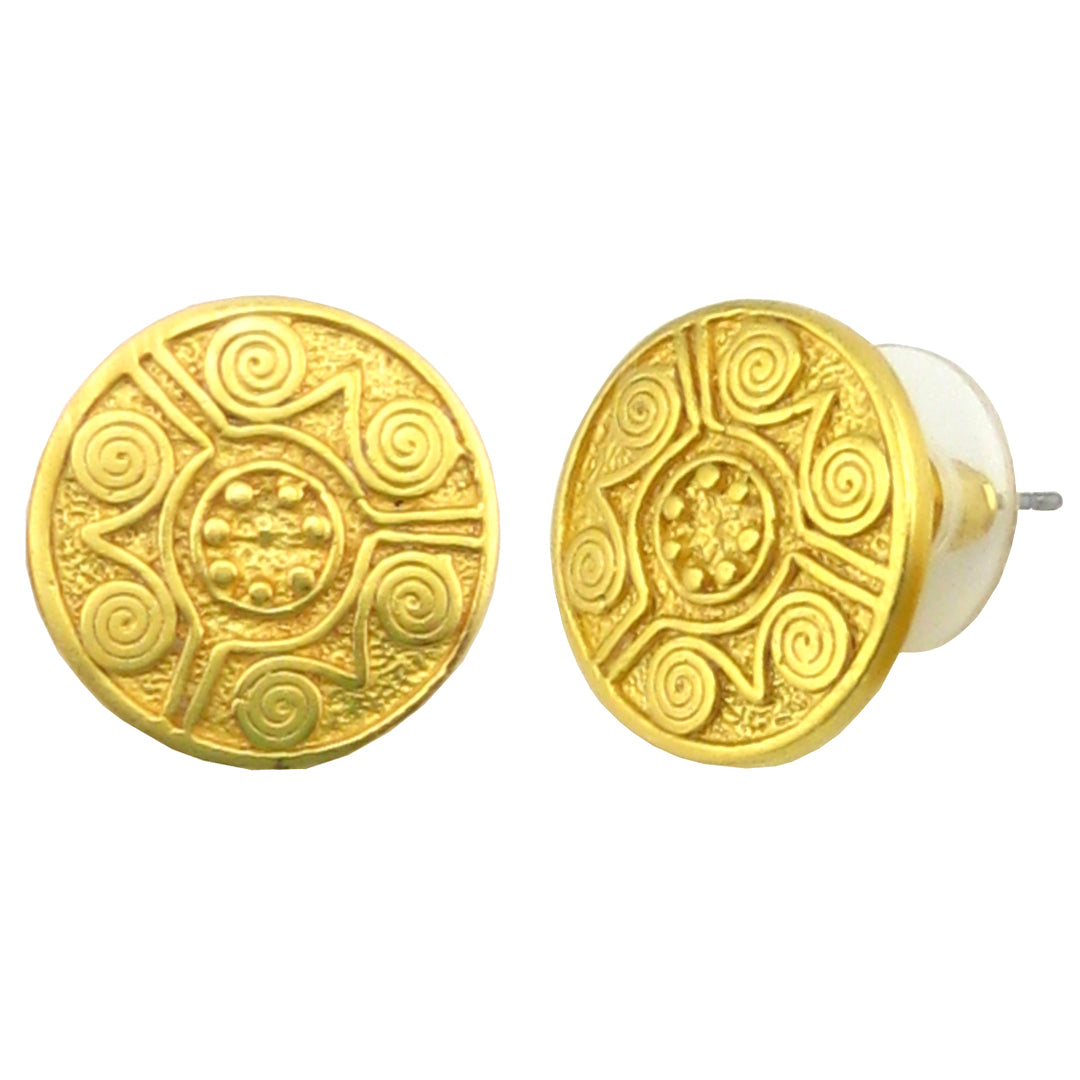 Gold Circle Disk Earrings