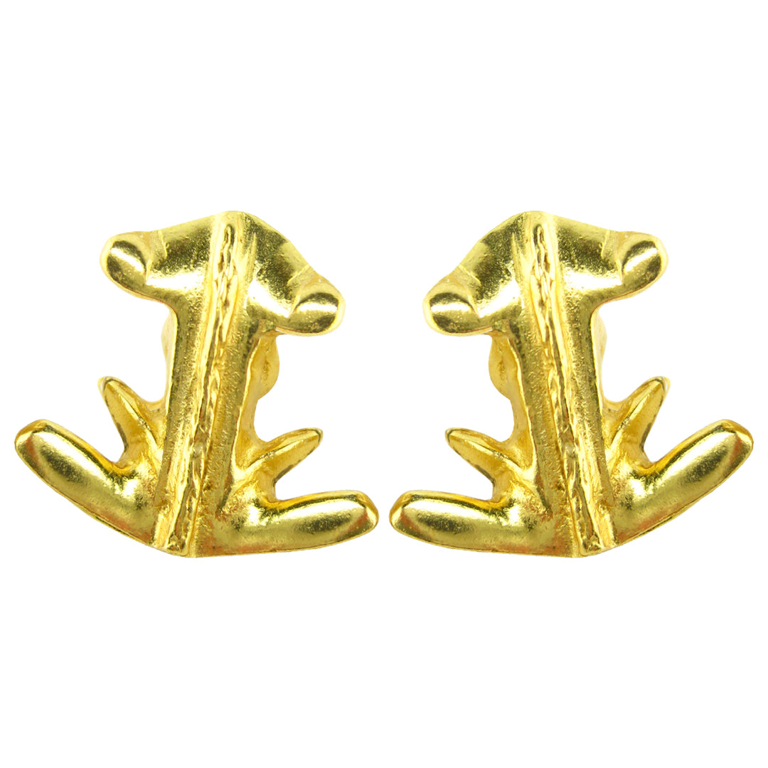 Gold Frog with Braids Earrings