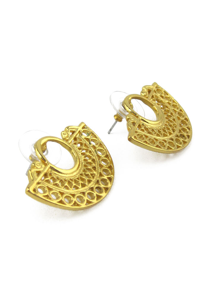 Geometric Crescent Drop Earrings | Gold Plated Jewelry