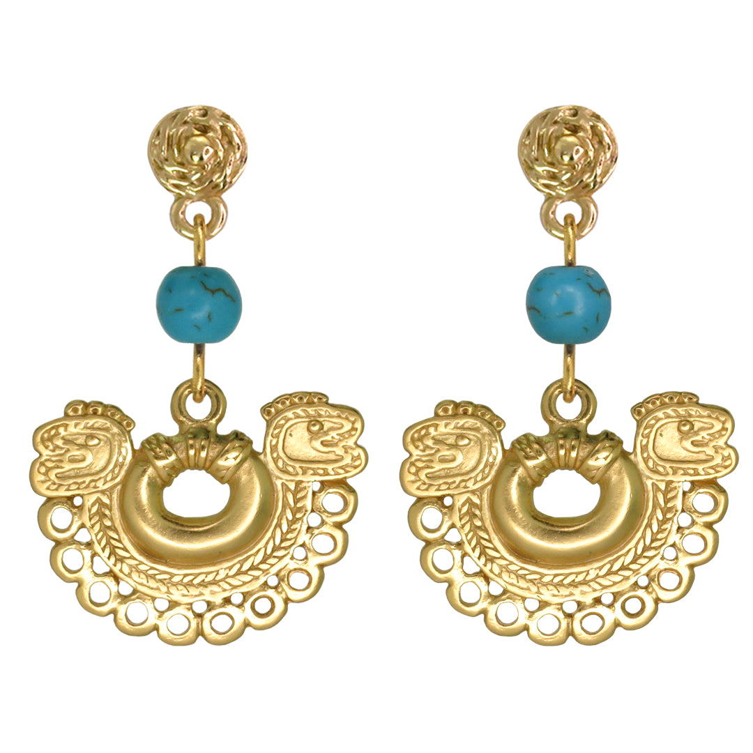 Crescent and Turquoises Earrings