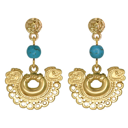 Crescent and Turquoises Earrings