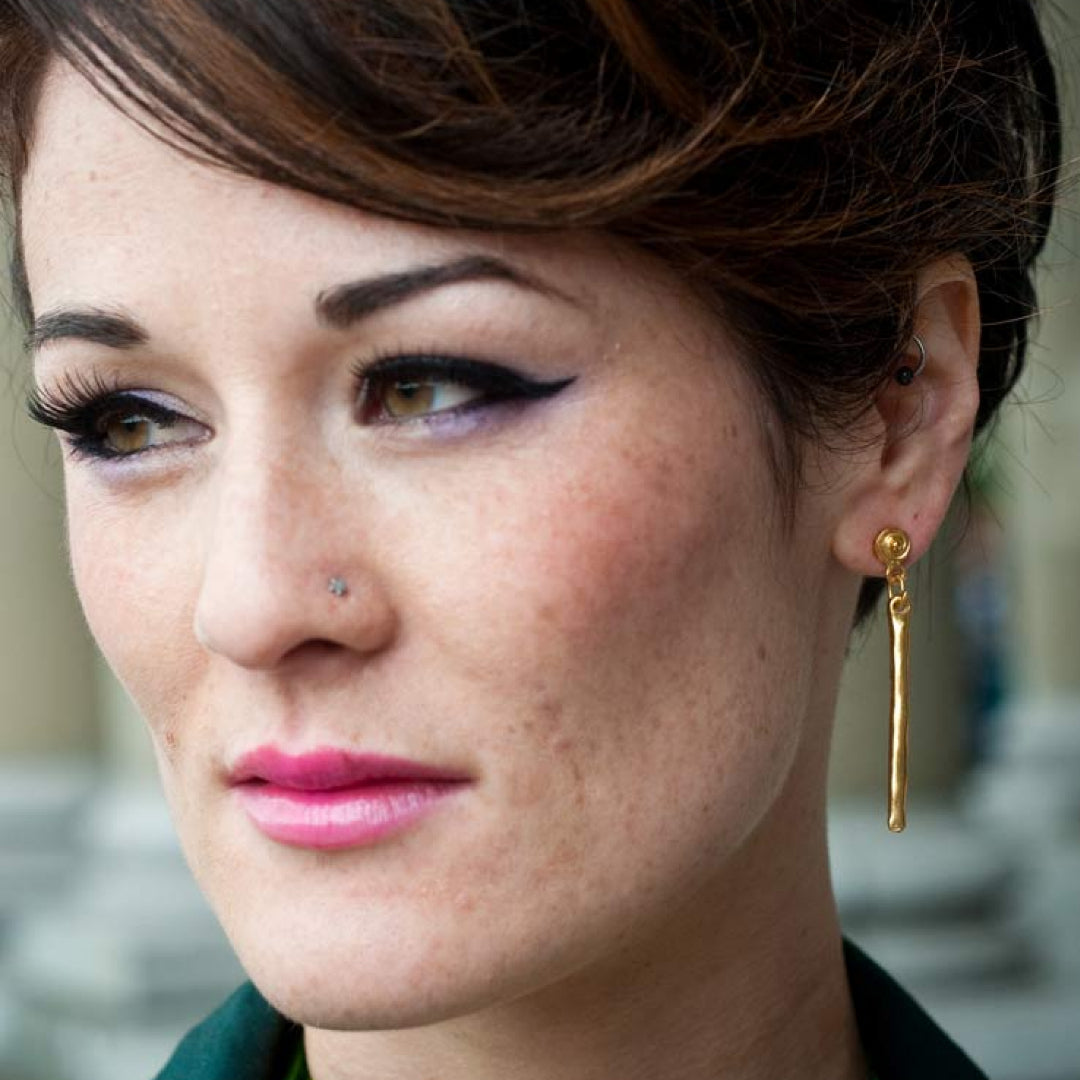 Classic Minimalist 24k GP 2.1" Bar Earrings