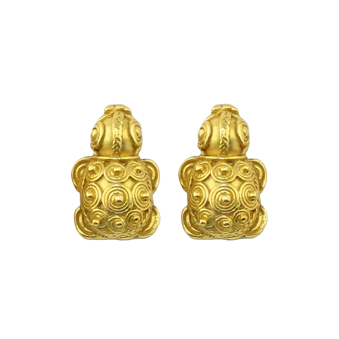Embossed Turtle Drop Earrings