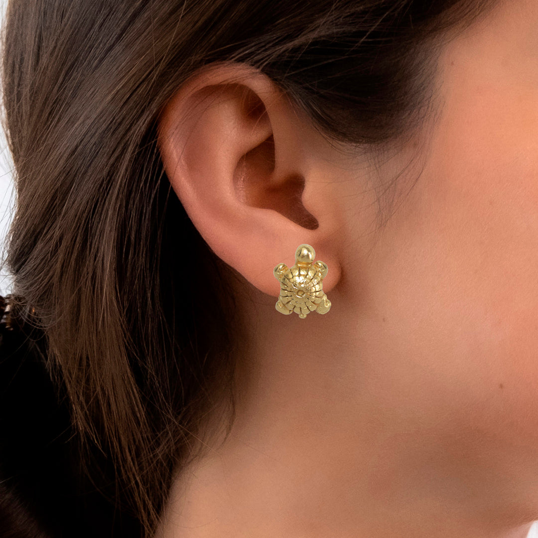 Carved Turtle Drop Earrings