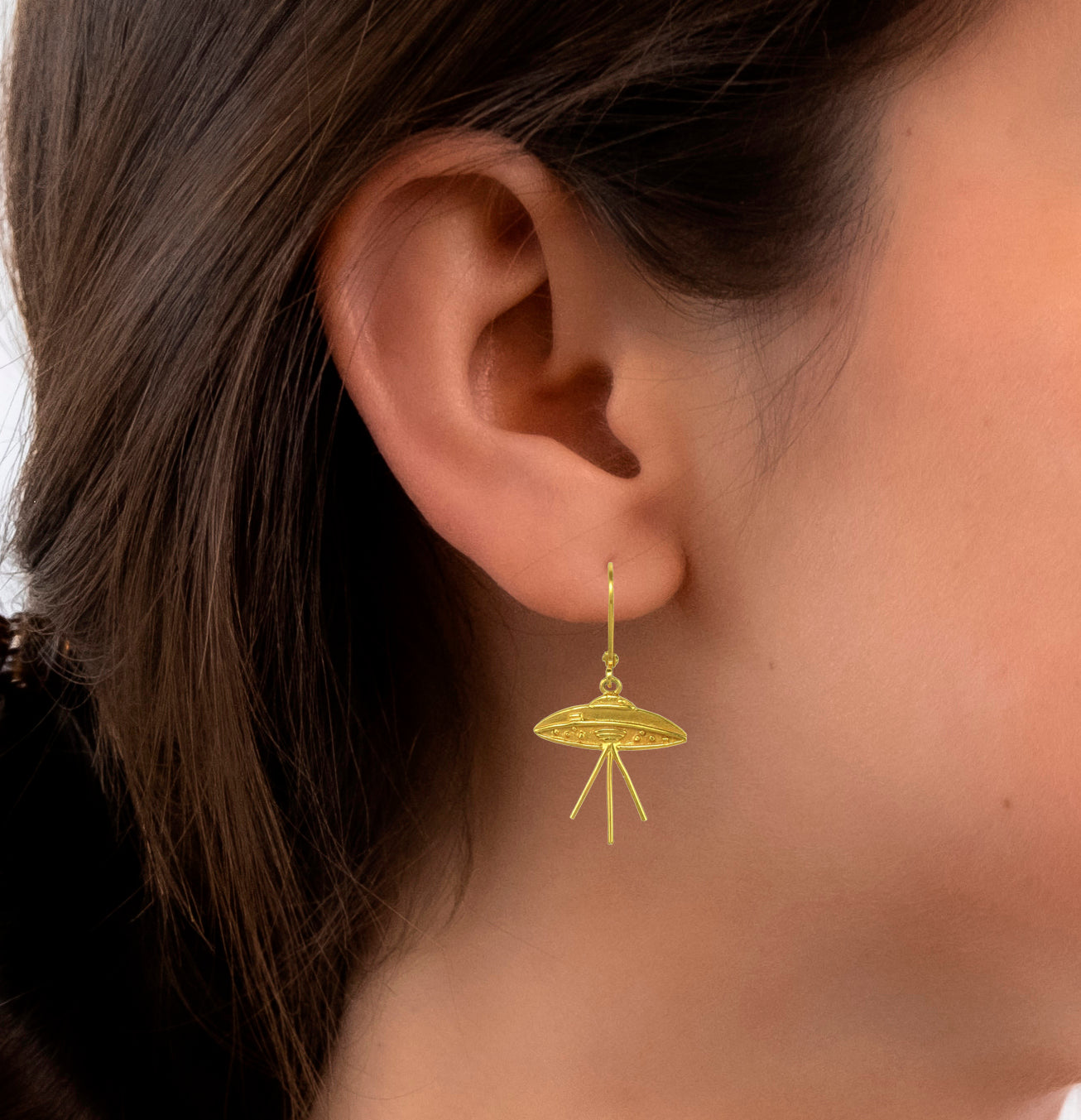 Elvis UFO Connection 24k GP .950 Silver .8" Dangle Earrings