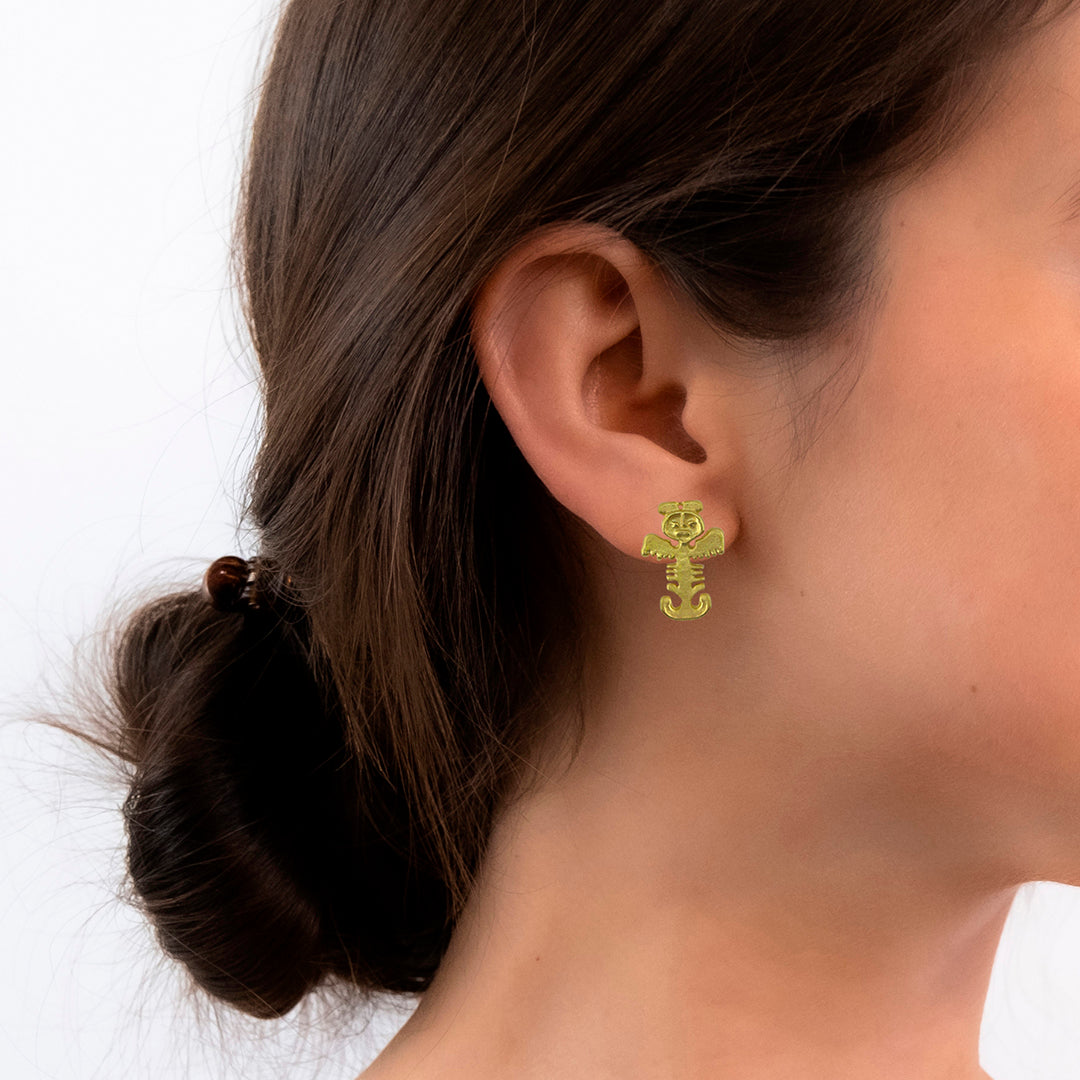 Tolima Feline Jaguar Figure .7" Stud Earrings