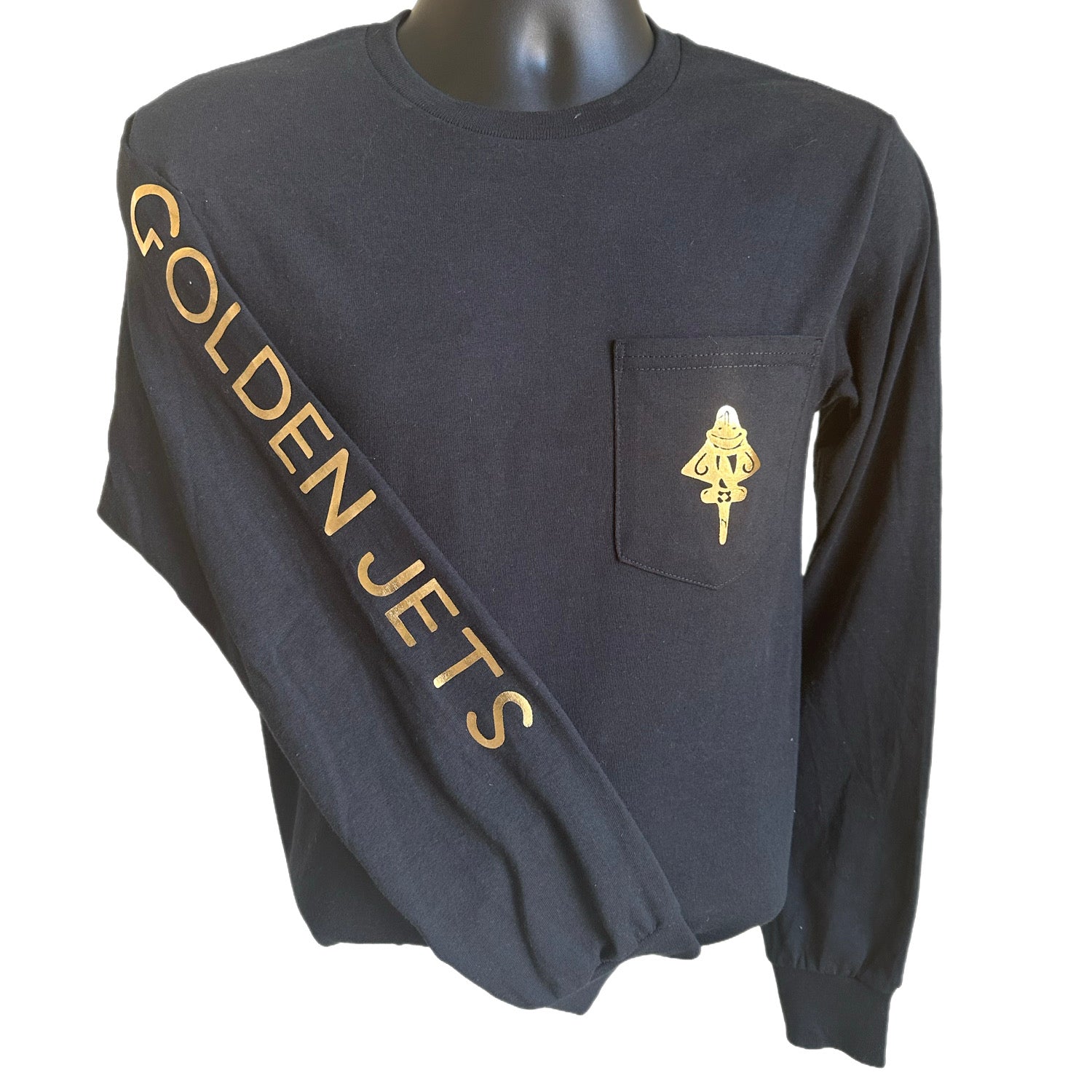 Golden Jets Black Long Sleeve Pocket T-Shirt