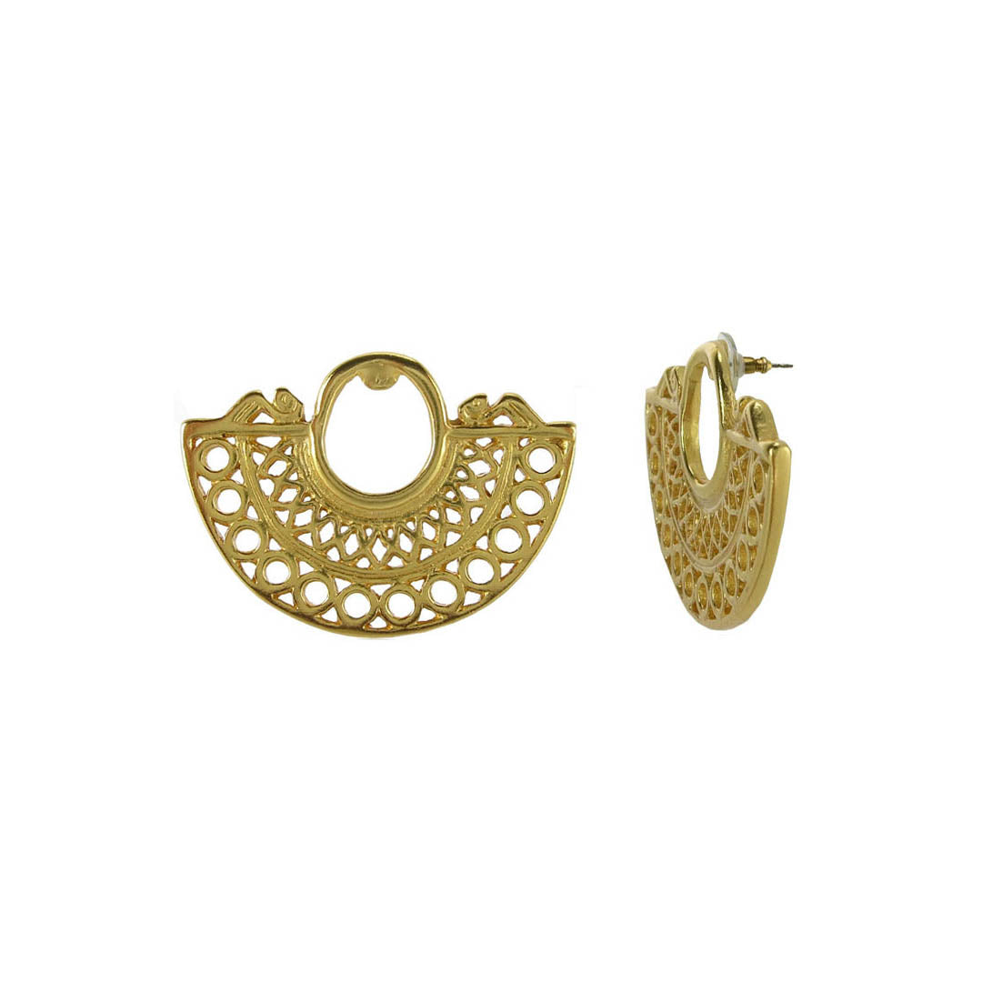 Geometric Crescent Drop Earrings | Gold Plated Jewelry