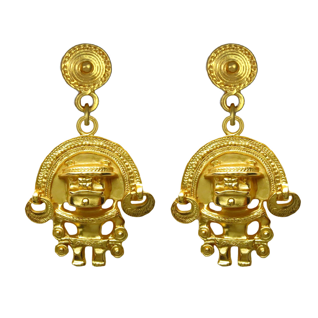 Tairona Anthropomorphic Figure with Diadem (S) Earrings