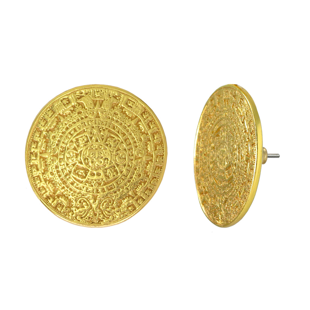 Aztec Calendar 1" Stud Earrings