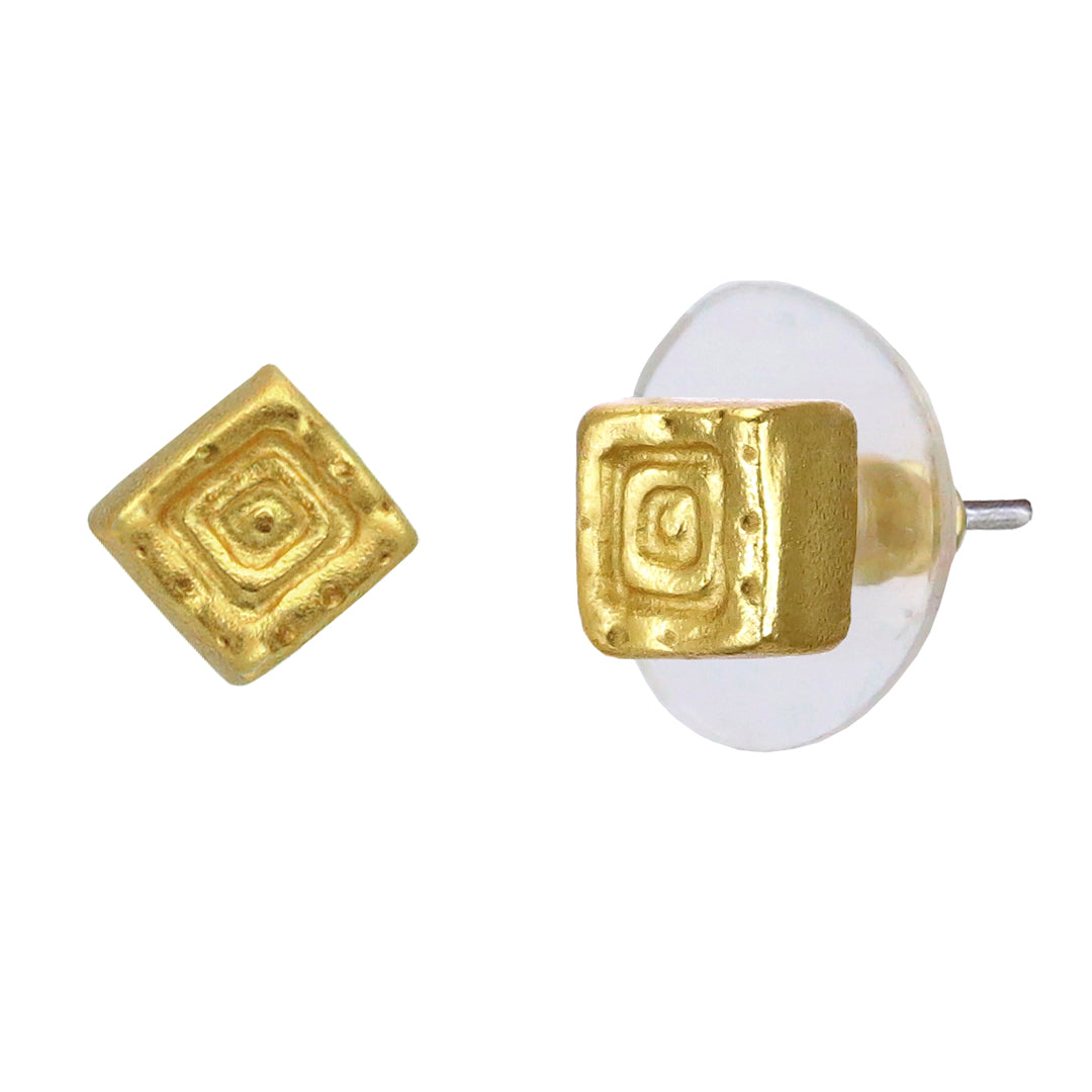 Minimalist Gold Precolumbian 24k GP Stud Earrings