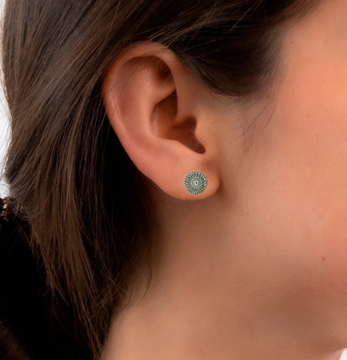 Handmade Filigree Flower .950 Silver Stud Earrings