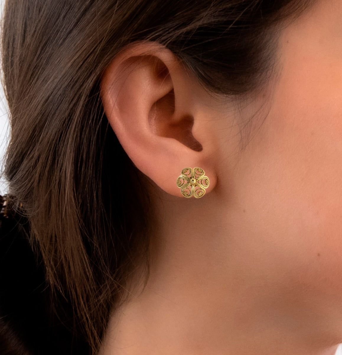 Spanish Filigree Flower .950 Silver Stud Earrings