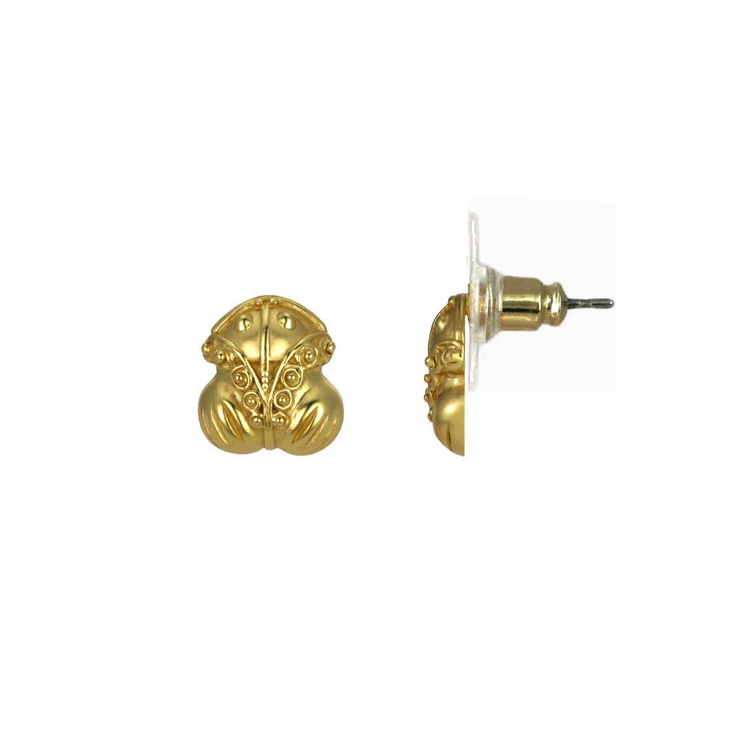 Tairona Embossed Frog Stud (XS) Earrings by ACROSS THE PUDDLE