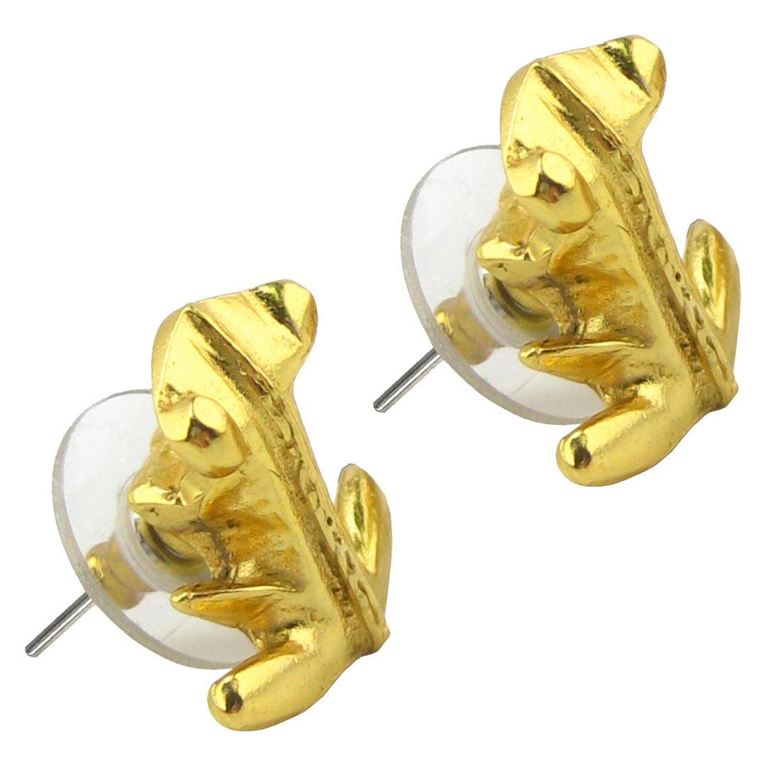 Gold Frog with Braids Earrings