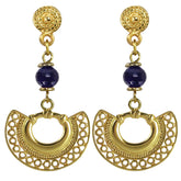 Embossed Tairona Nose Ring with Amethyst Dangle Earrings