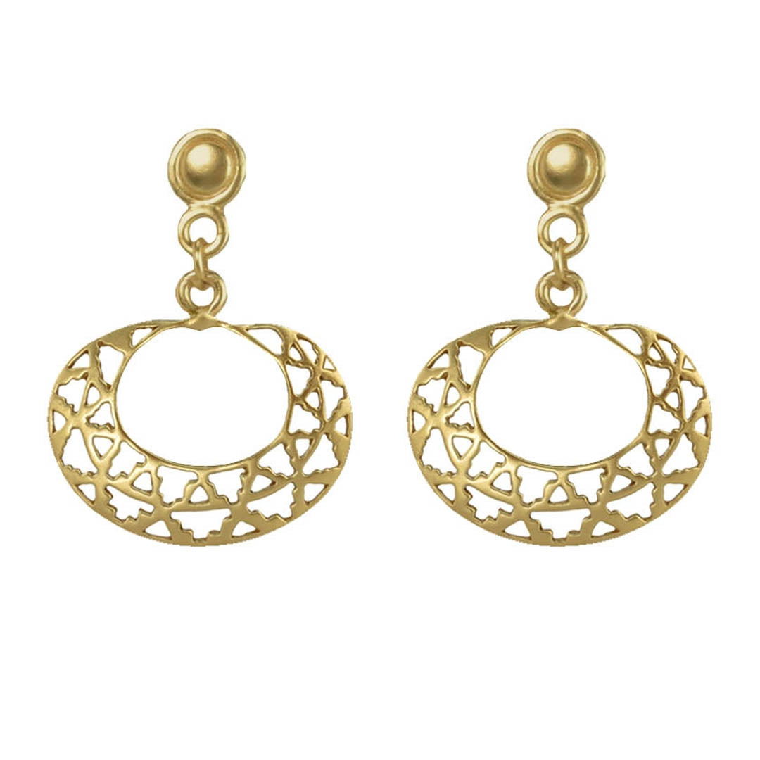 Pre-Columbian Geometric Ornament Dangle Earrings by ACROSS THE PUDDLE