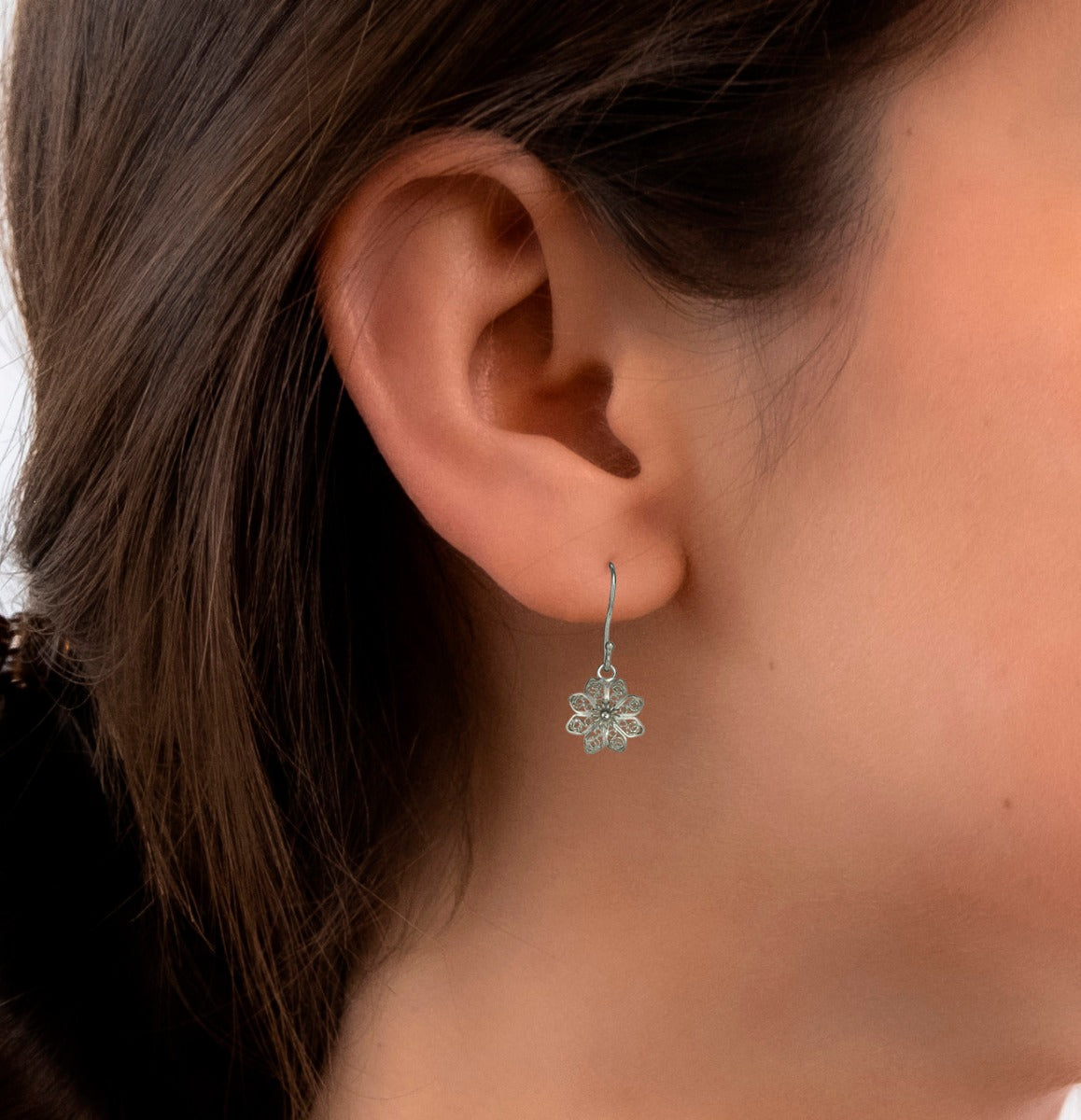 Christiania Filigree Flower .950 Silver Earrings