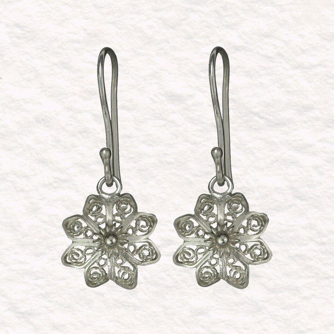 Christiania Filigree Flower .950 Silver Earrings
