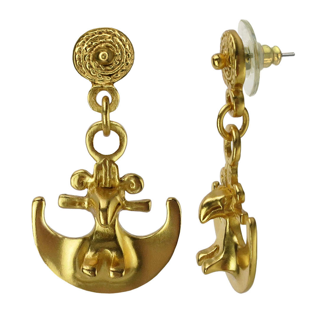 Bird on Half Moon 1.1" Dangle Earrings