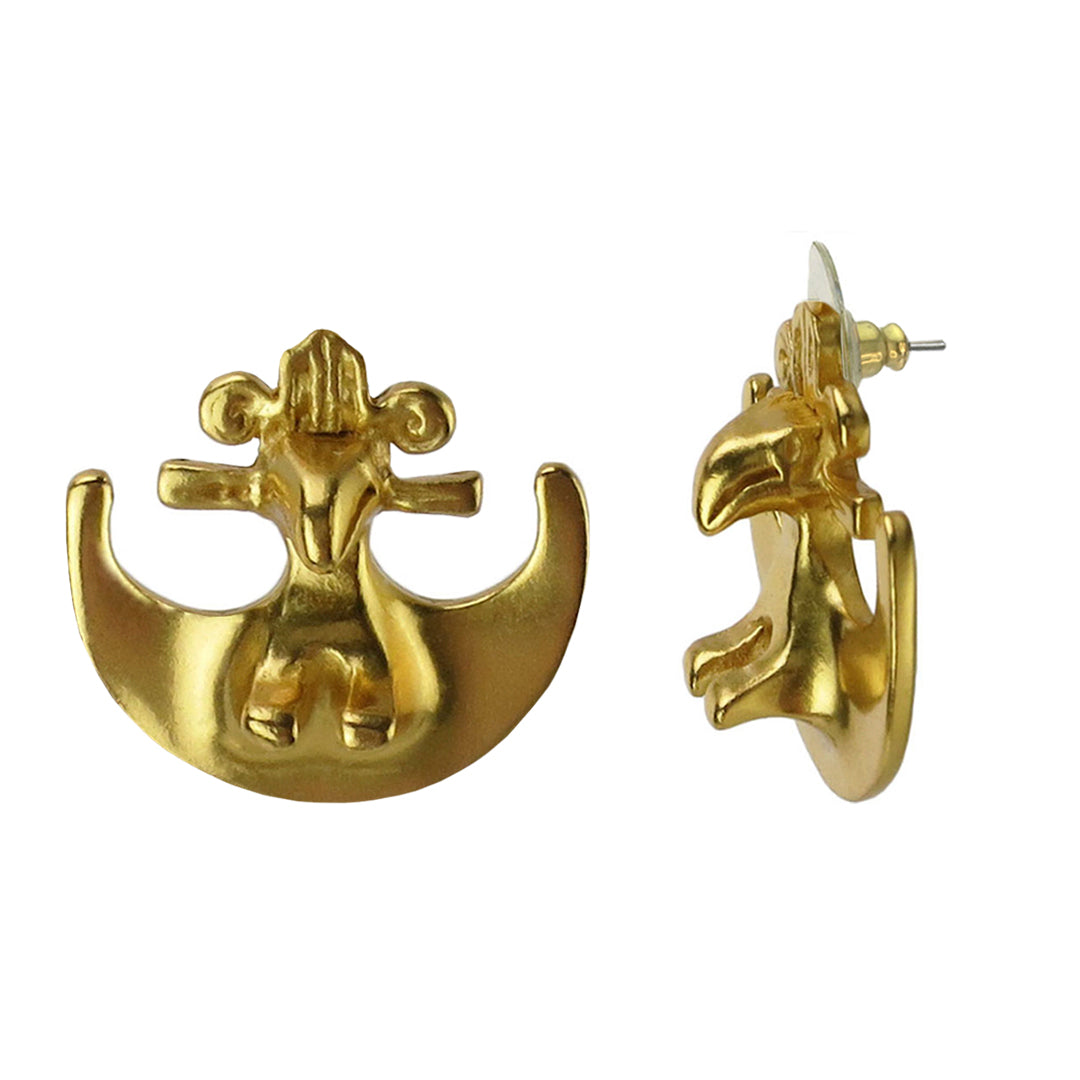 Bird on Half Moon .5" Stud Earrings