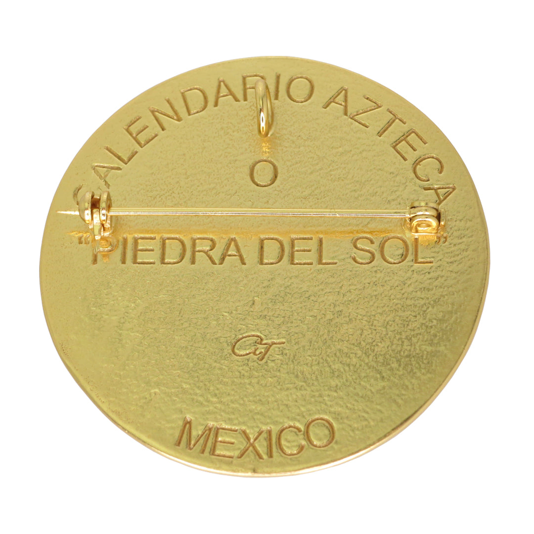 Aztec Calendar 24k GP 2" Pin & Pendant