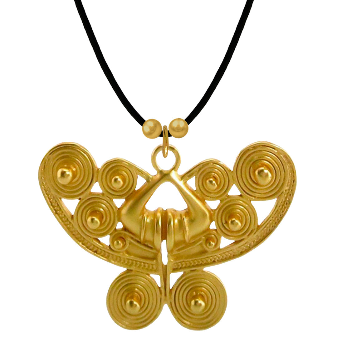 Pre-Columbian Spirals Butterfly Pendant by ACROSS THE PUDDLE
