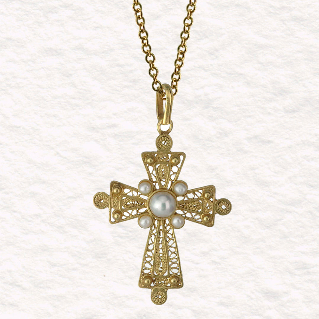 Filigree .950 Silver Byzantine Cross Necklace