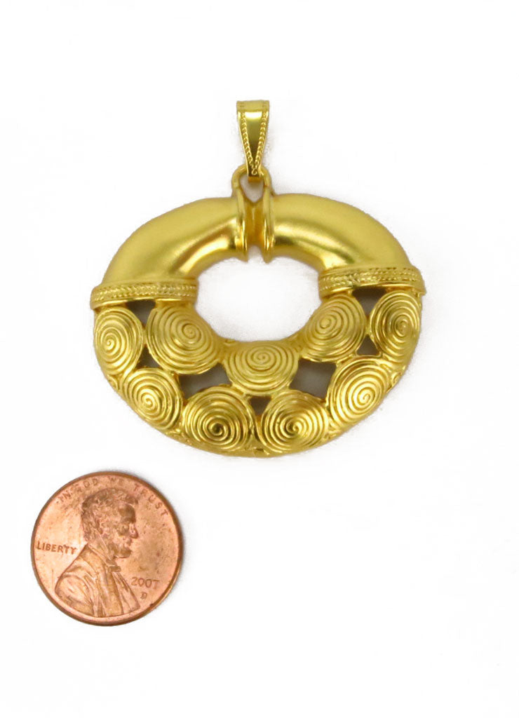Pre-Columbian Calima Nose Ring with Nine Spirals (L) Pendant